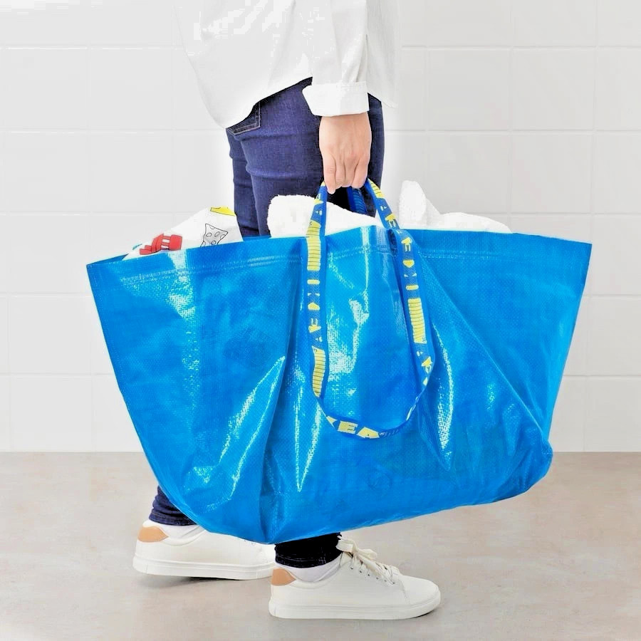 2PC IKEA Frakta LargeSize Shopping Bag Blue Sturdy Laundry Grocery Durable-19Gal