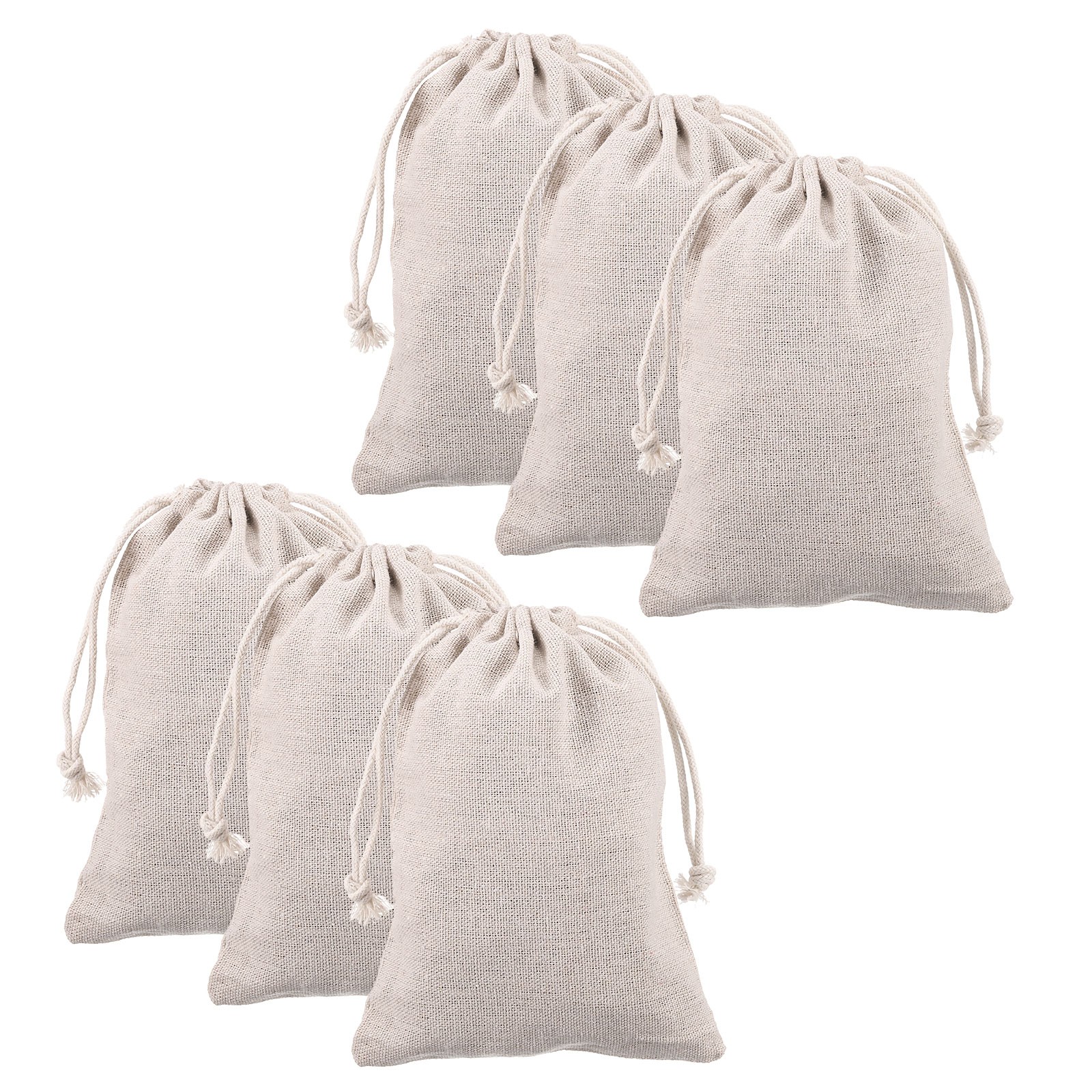 12pcs Cotton Storage Bags 5.1″ x 7.1″ Canvas Drawstring Bag, Beige