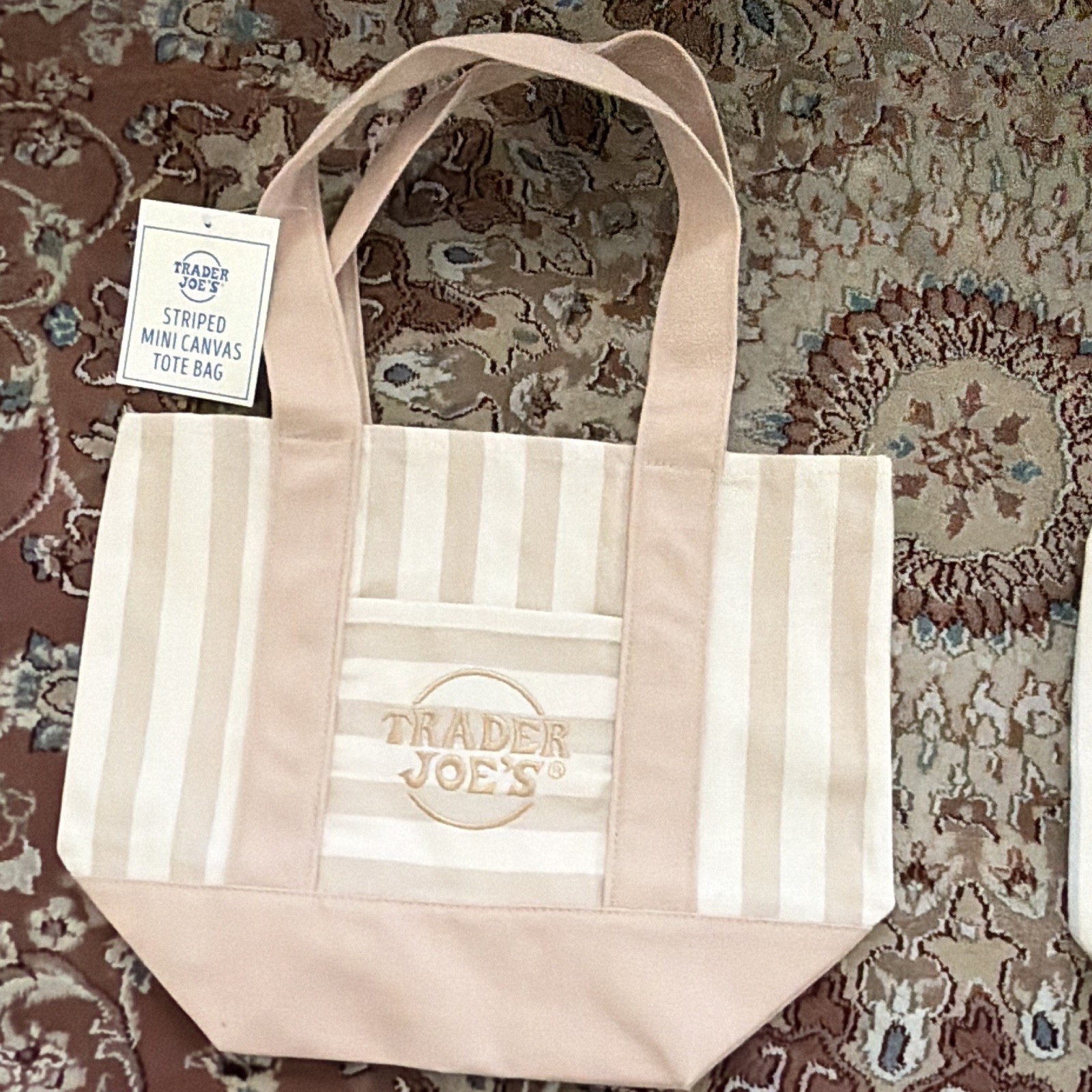 Trader Joe’s Striped Mini Canvas Tote Bags 4-Pack Reusable 13x11x6 SKU84312