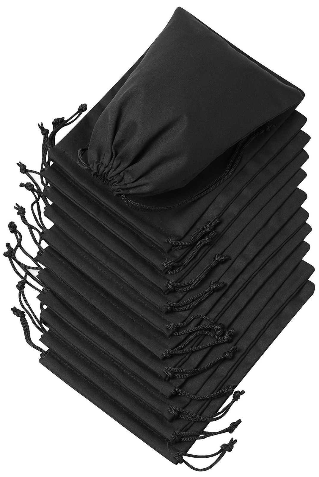 DR Black Cotton Drawstring Bags with Double 12 Count (Pack of 1),