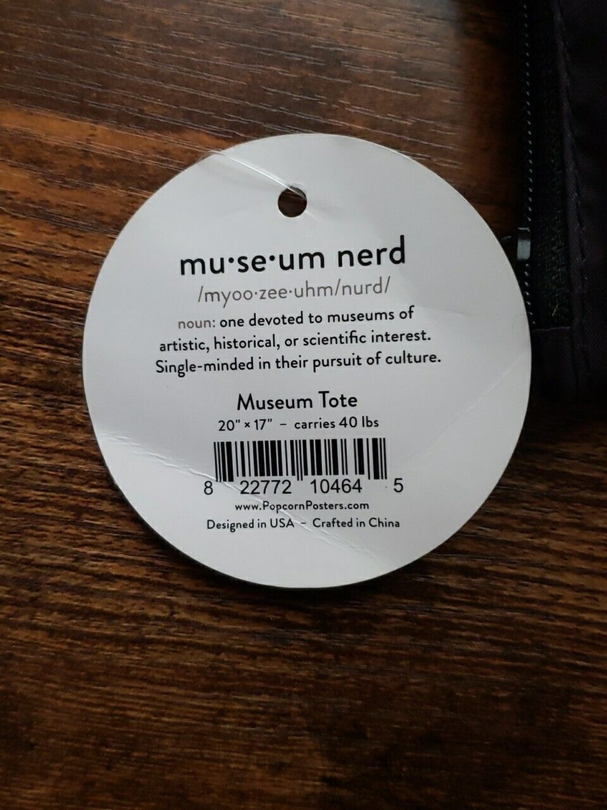 Museum Nerd Tote 20″x17″ Foldable Reusable Bag in Compact Zip Case Carries 40lbs