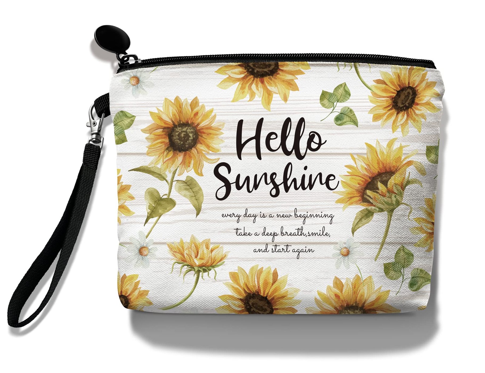 Hglian Sunflower Travel Makeup Bag Inspirational Cosmetic Toiletry Yellow