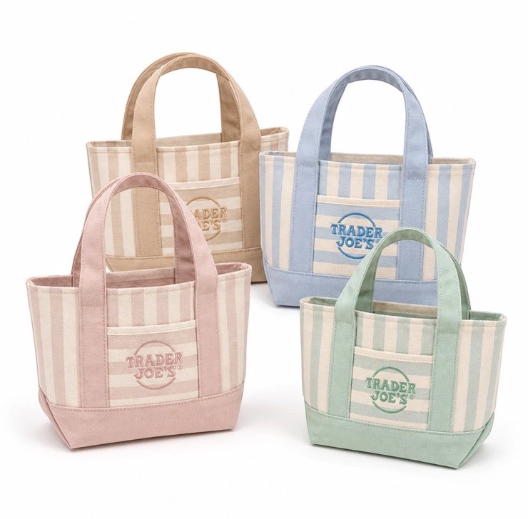 Trader Joe’s Striped Canvas Mini Tote Bag Colors Summer 2026 Limited (1 Bag)