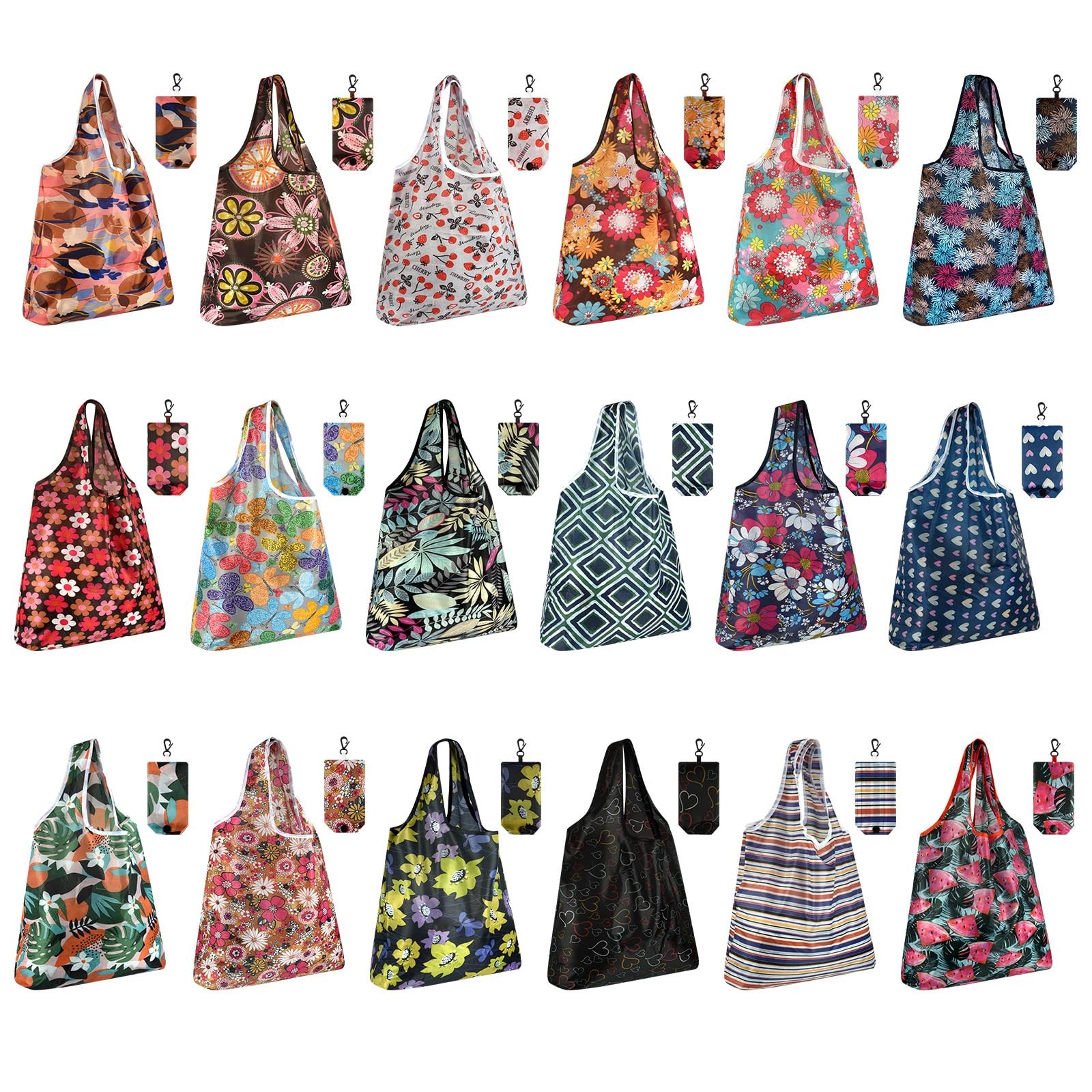 18 Pack Reusable Grocery Bags Foldable Shopping Bags Machine Washable Bags Wa…