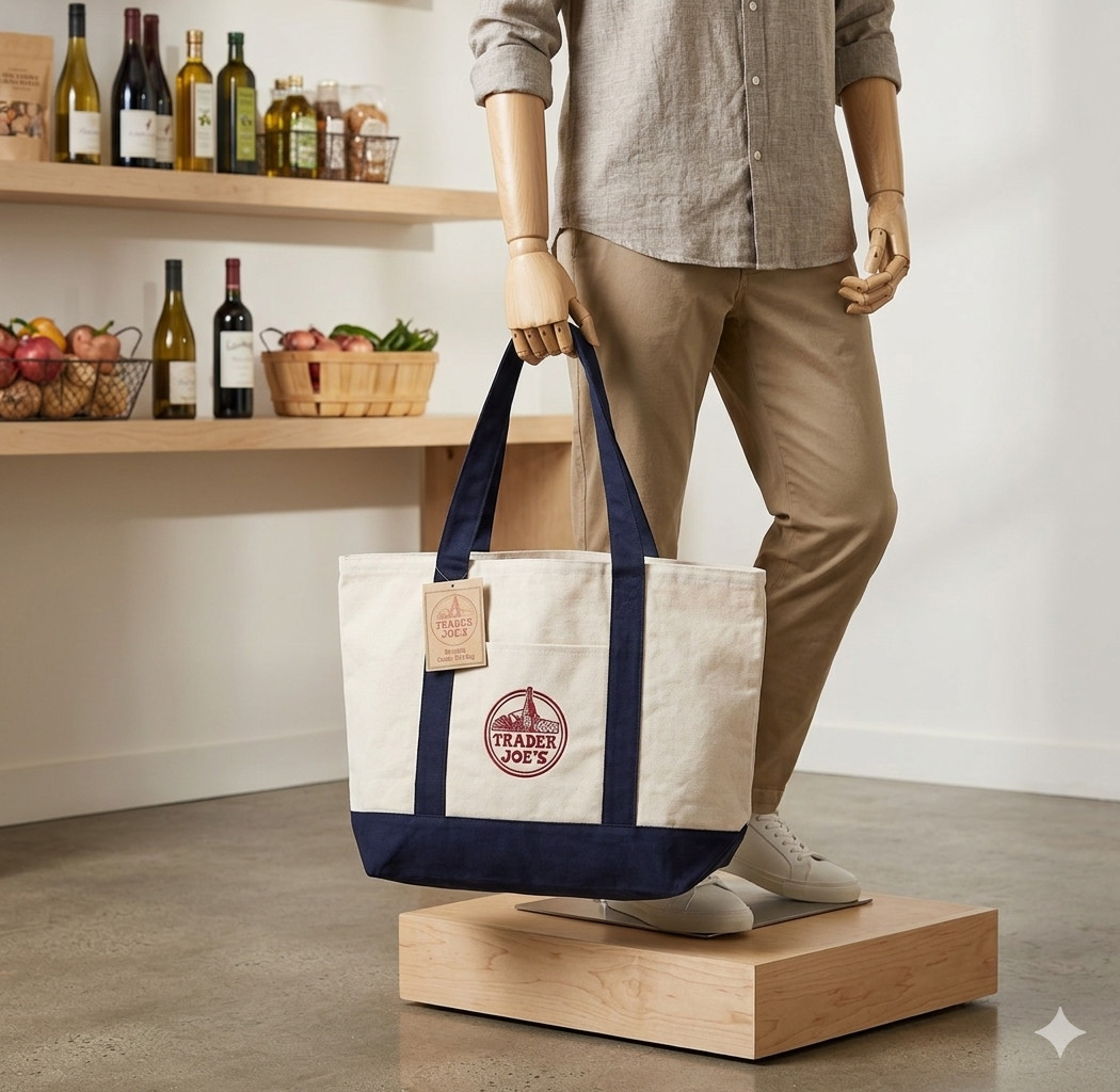 Trader Joe’s Canvas Tote Shopping Bag – LARGE CLASSIC NAVY – NEW with TAGS