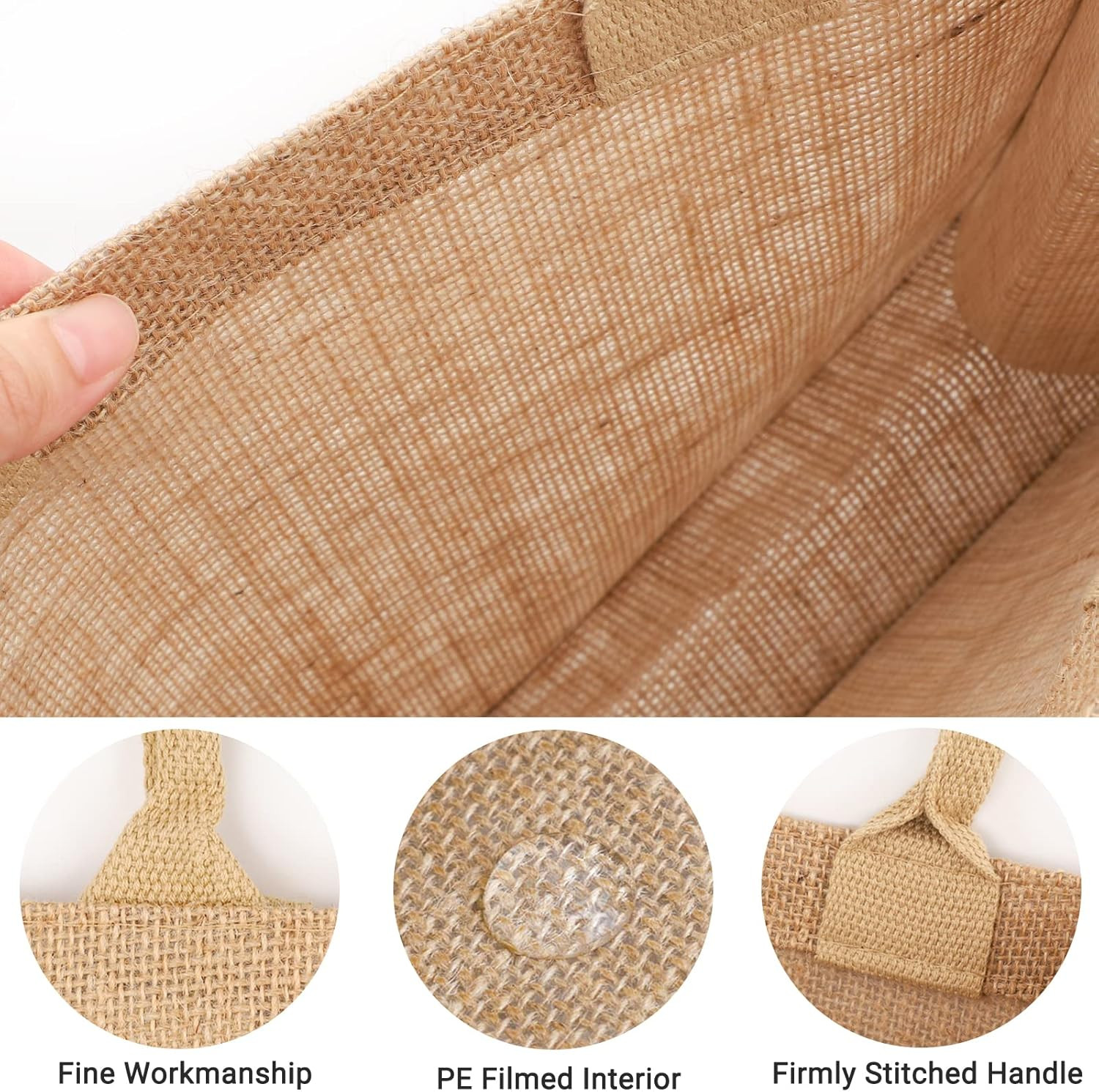 12 Pack Small Burlap Tote Bags – Reusable Gift Bags for Weddings & Events