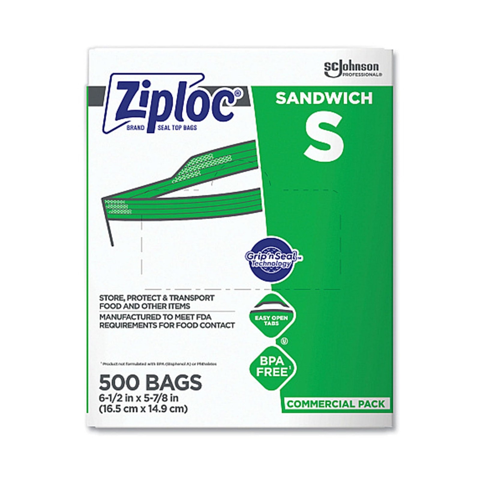 SC Johnson Professional Ziploc Brand Sandwich 500 Count (Pack of 1), Clear
