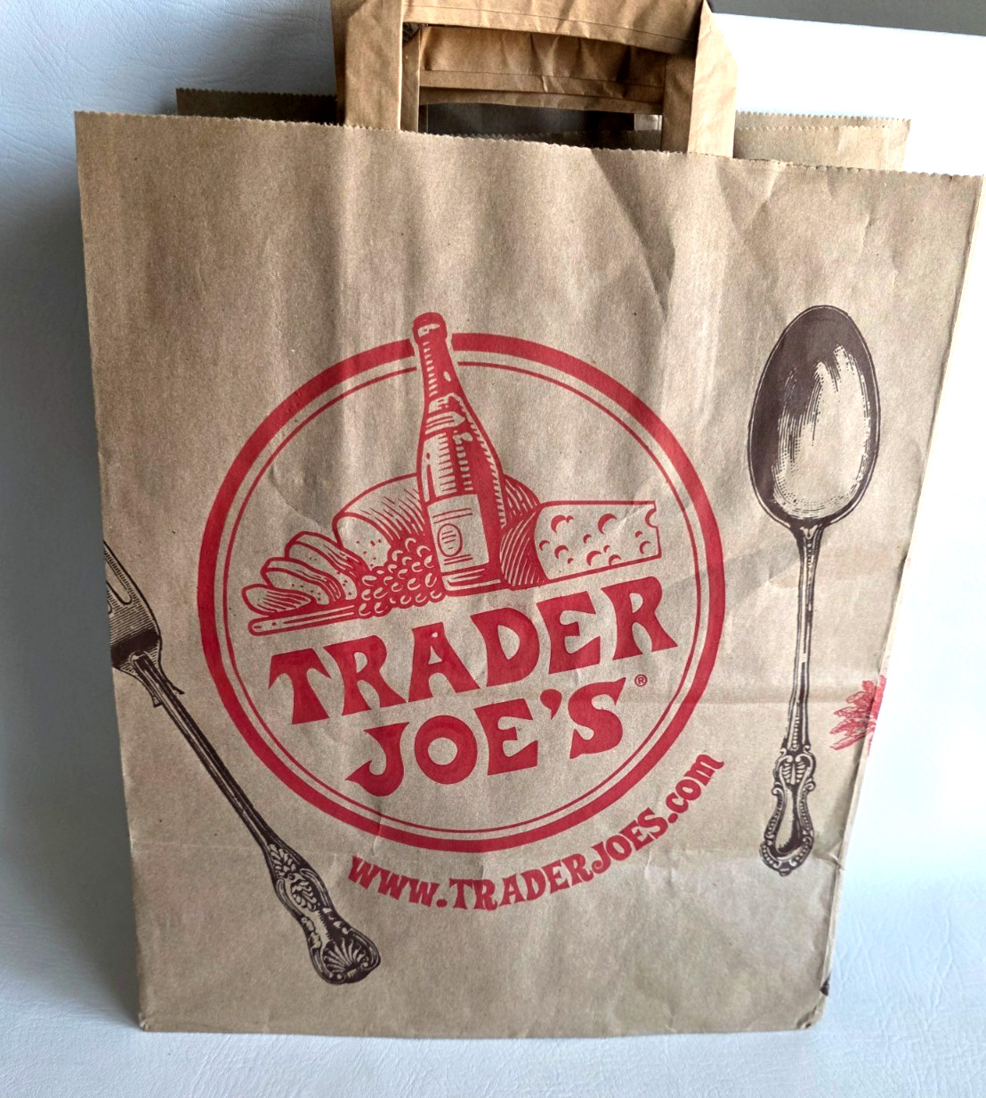 Trader Joe’s Brown Paper Grocery Bags Double Handle Lot of 6 Craft Gift Bags
