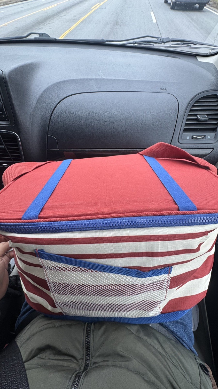 Cooler Bag IKEA SOMMARFLÄDER Stripe Red/ Light Beige 15x 10 ¼x 8 ¾” 605.223.13