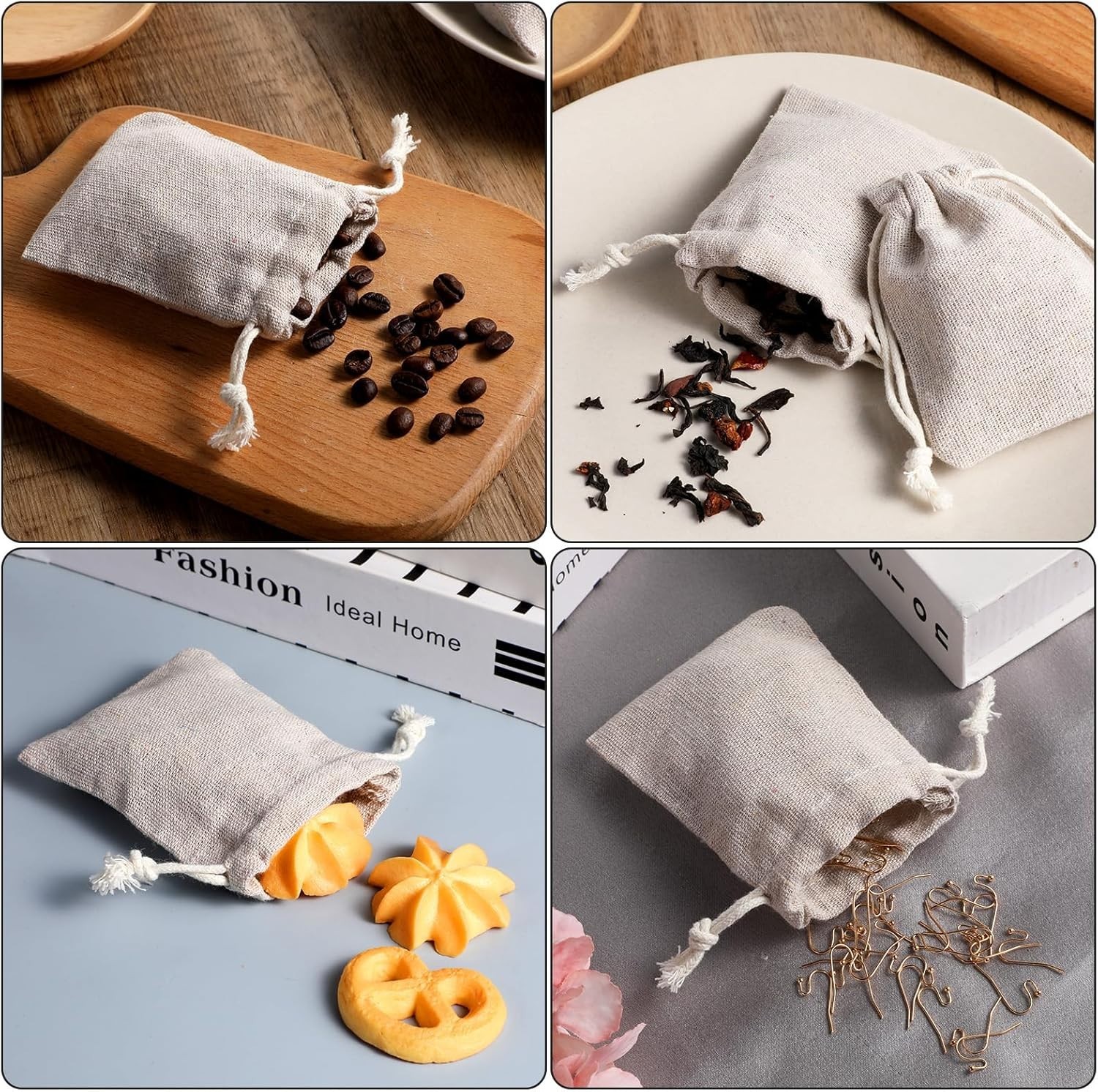 10pcs Eco-Friendly Cotton Drawstring Bags – Versatile Gift Pouches in Apricot