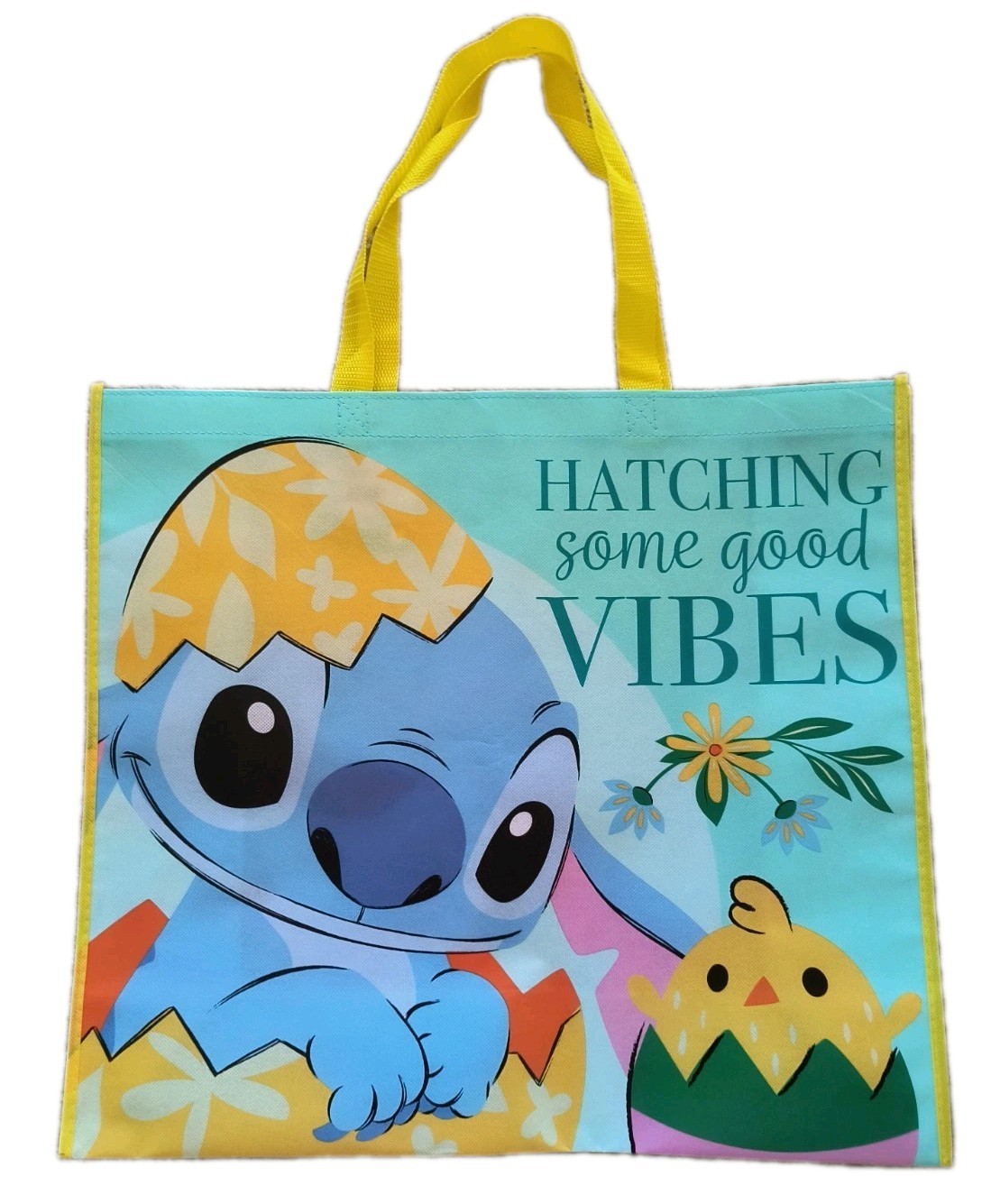 Disney STITCH EASTER Reusable Yellow Jumbo Shopping Gift Bag with Handle🆓Ship!