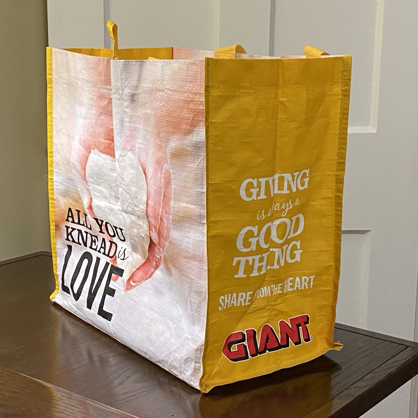Giant Reusable Everyday Shopping Bag Tote ~ All You Knead is Love ~ Earthwise