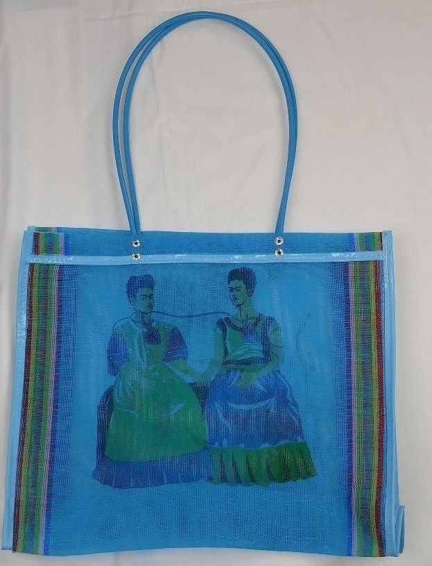 FRIEDA Kahlo Grocery Bag (Mercado)Multi color mesh shopping Plastic handles bag