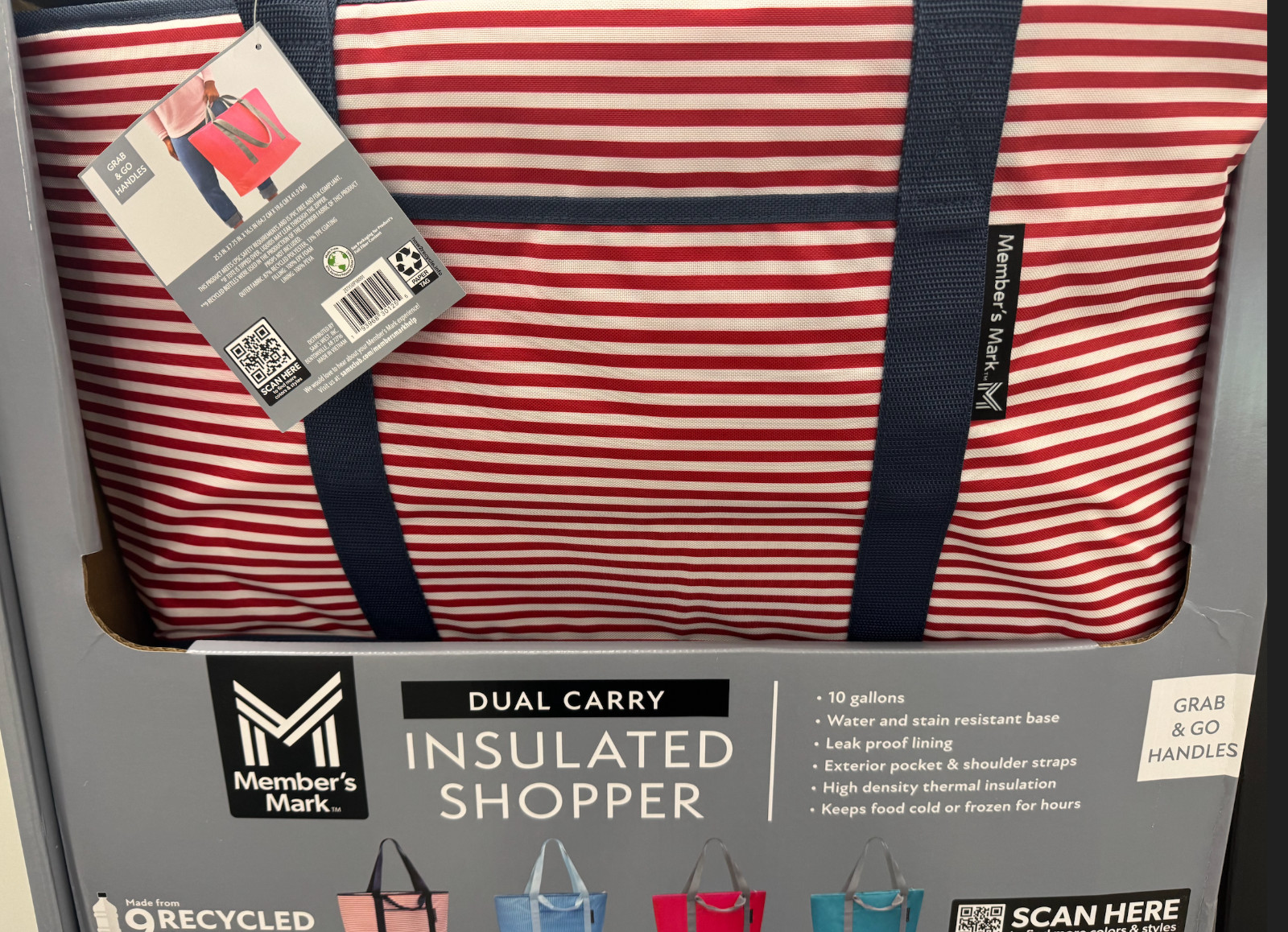 Sams Club Member’s Mark Cooler Tote 25×17 Insulated Shopping Bag Holiday Red NEW