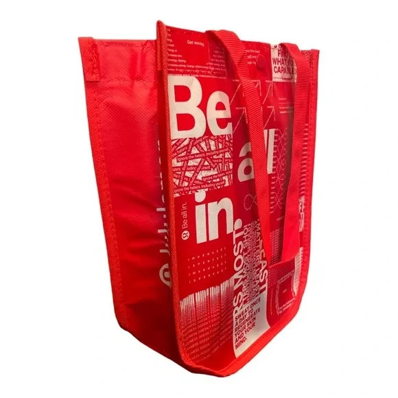 Lululemon Reusable Small Be All In Red and White Tote Lunch Errands Bag, New