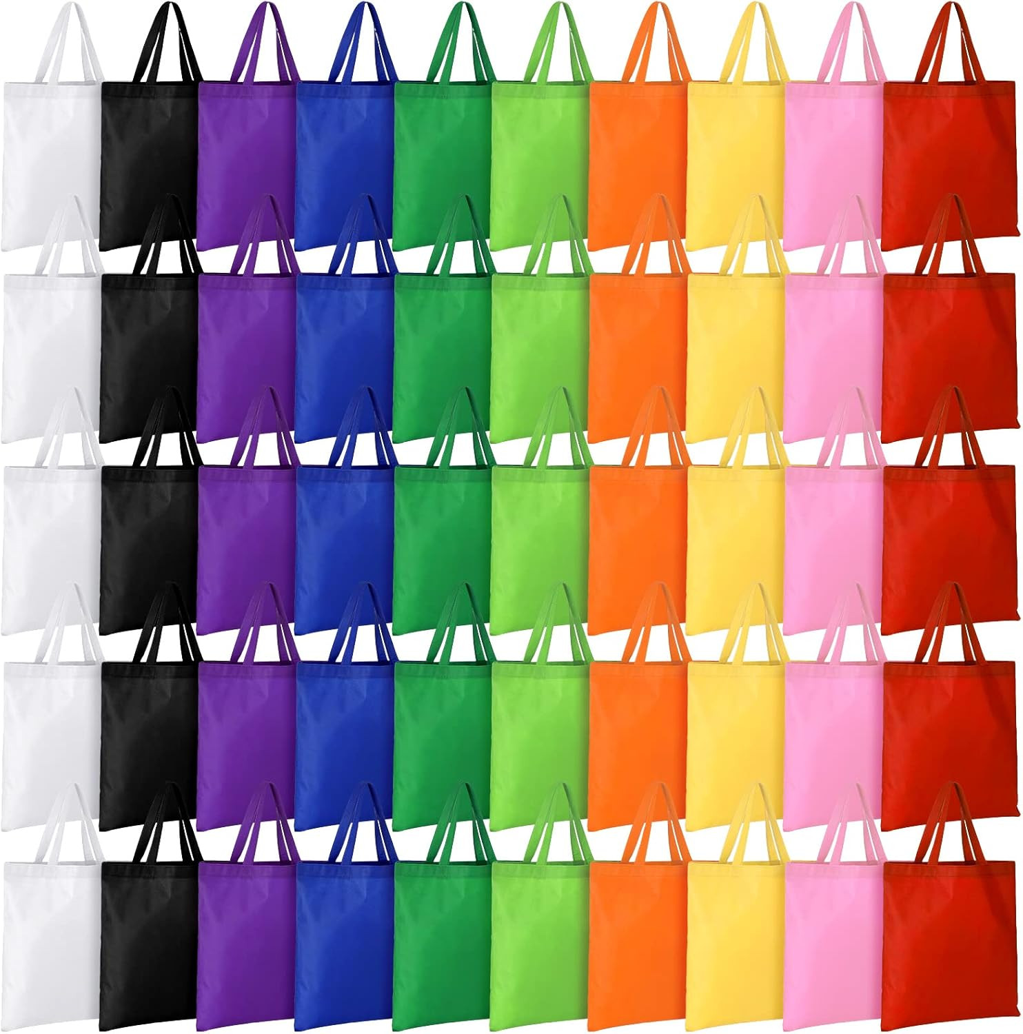 100 Pcs Bulk Tote Bags 15″ x 16″ Reusable Fabric Shopping Canvas Bags with Handl
