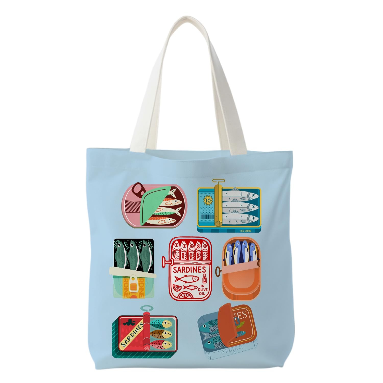 Canned Sardines Tote Bag,Fish Gifts for Women,Western Tote Bags for Women,Reu…
