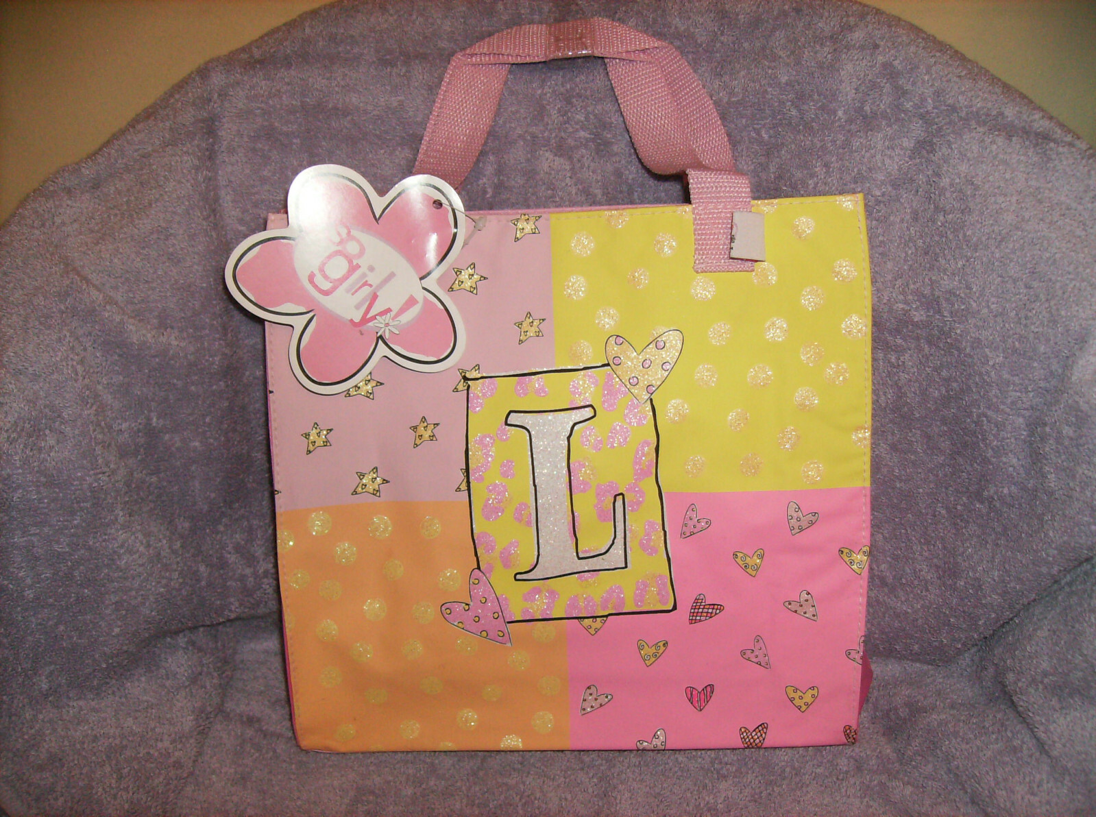 PURPLE HOME INTERIORS REUSABLE TOTE BAG 21″ x 16″ + 28″HANDLES NEW IN PKG