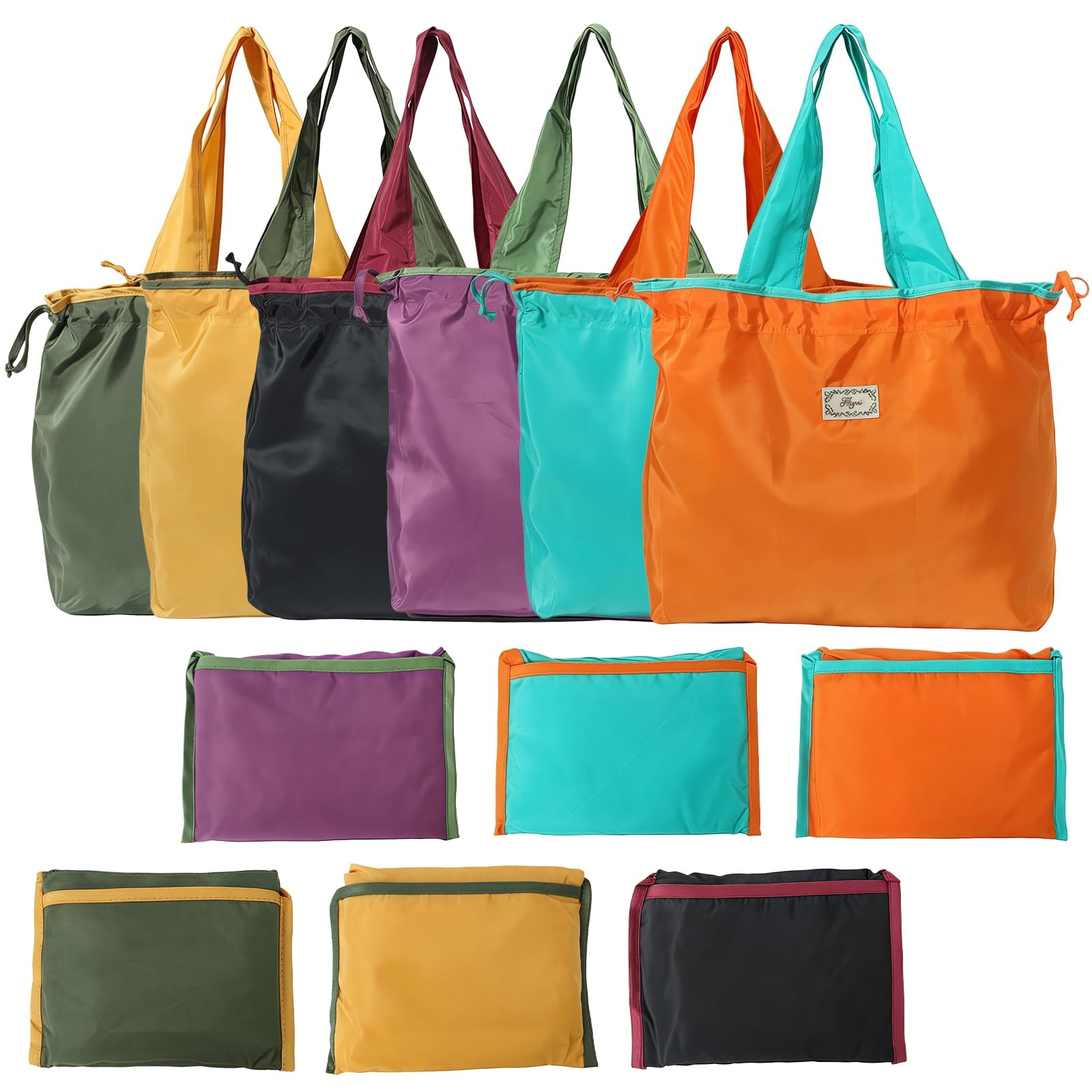 Reusable Grocery Bags, Colorful Shopping Bags,Machine Washable,Foldable,Durab…