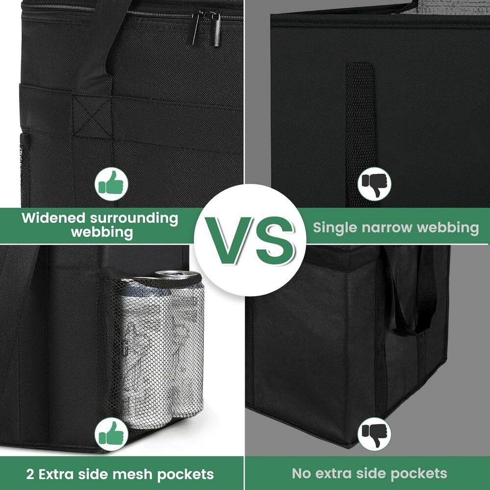 32 Qt. Insulated Reusable Grocery Bags 2 Pack Foldable Cooler Bag with Side Mesh