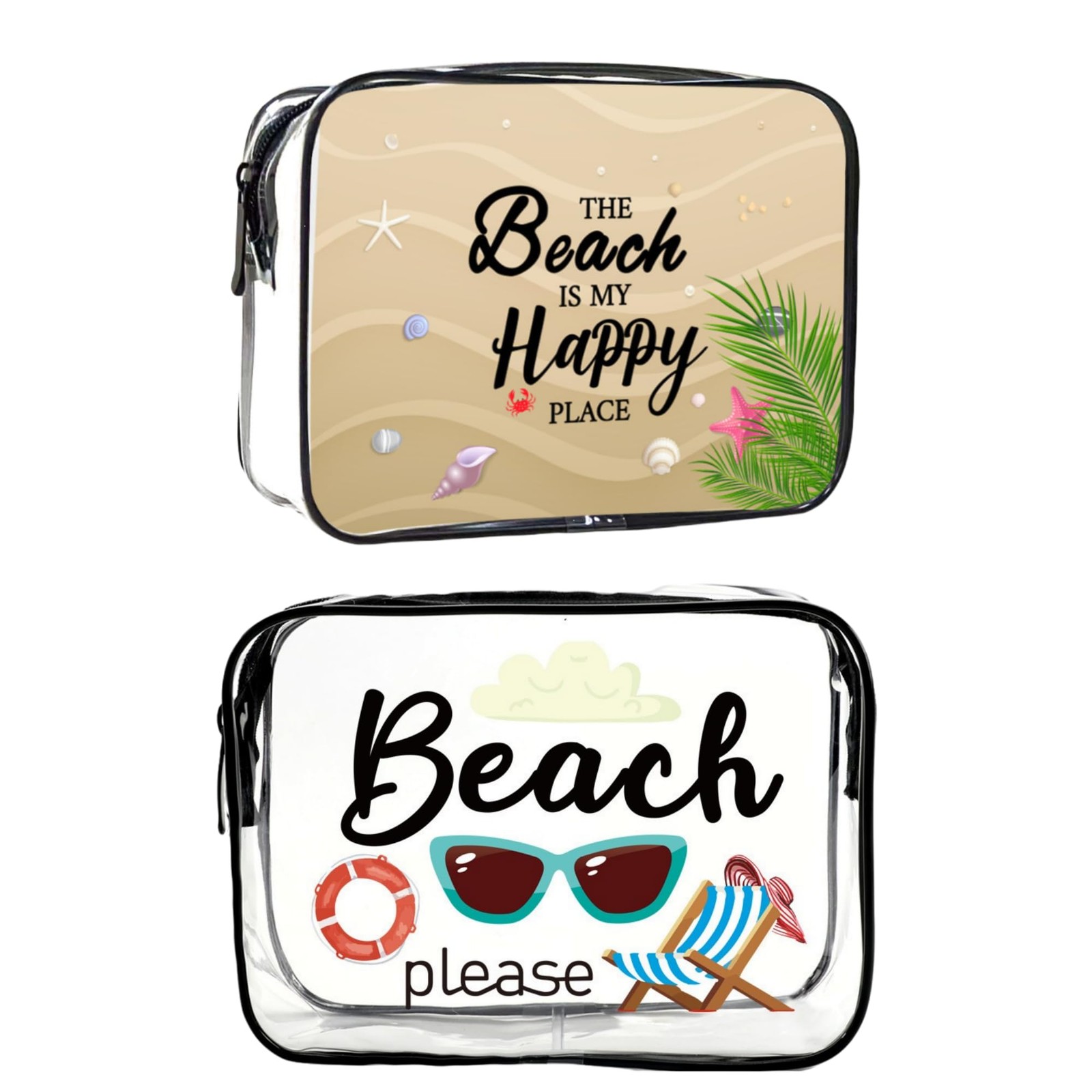 HAPPYLIVE SHOPPING 2 Pcs Makeup Bags Gifts for Women Summer Beach Multicolor