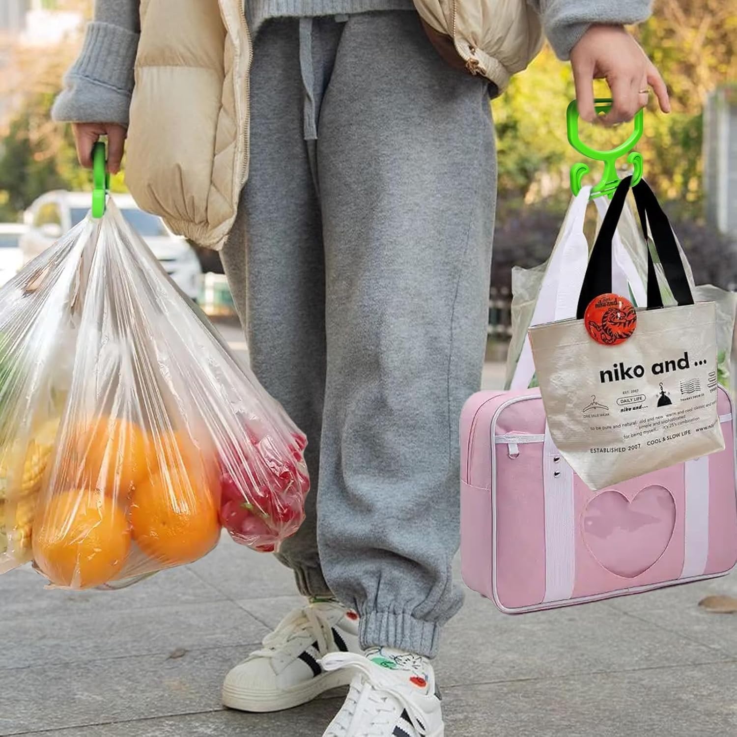 2 Pack Lightweight Grocery Bag Grips – Ergonomic Designs for Pain-Free Shopping