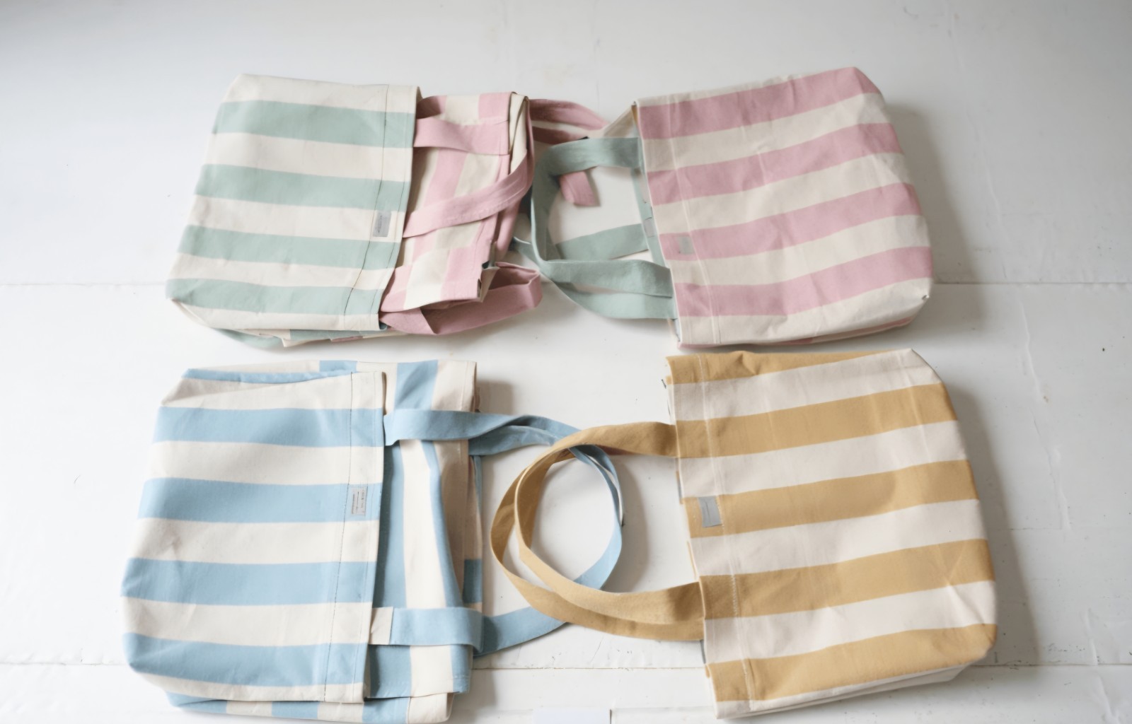 4pcNWT Trader Joe’s Striped Mini Canvas Tote Bag Multicolor Cotton/Poly 13x11x6