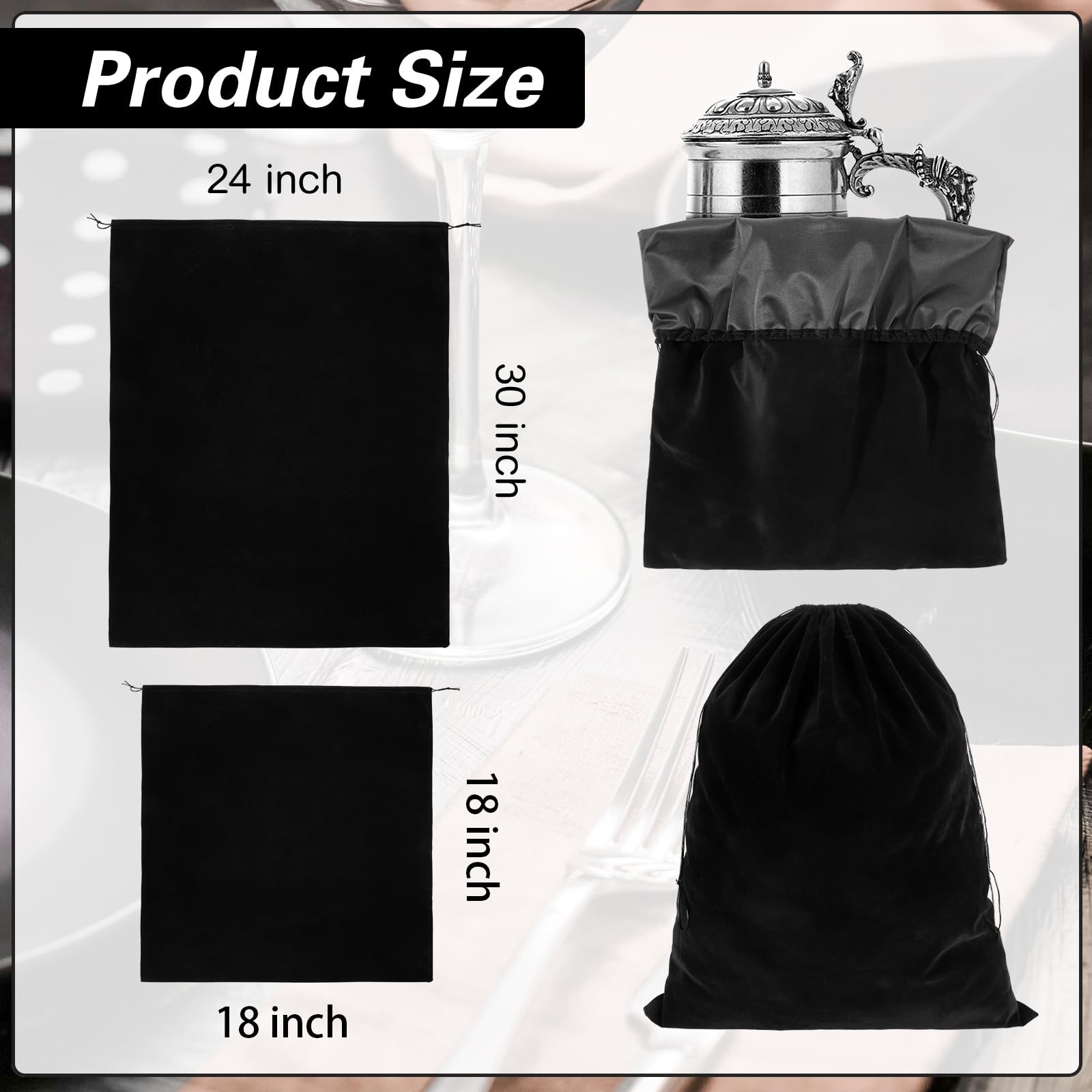 LEIFIDE 2 Pcs Large Size Silver Storage Bags 30″ x 24″, 17.7″ x 17.7″, Black