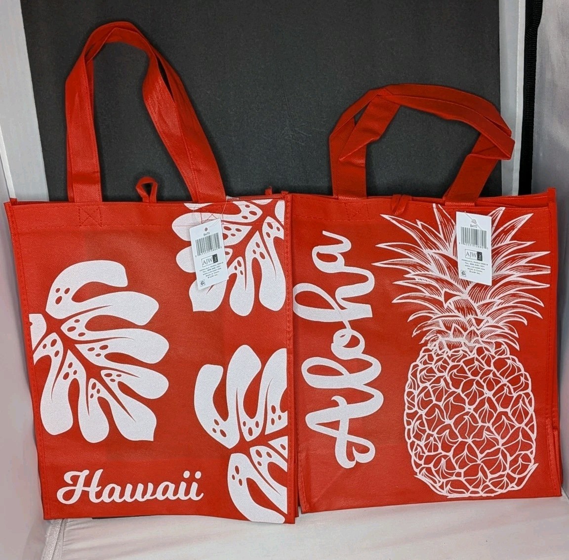 2 bags Target Aloha Pineapple, Hawaii Reusable Shopping Tote special edition red