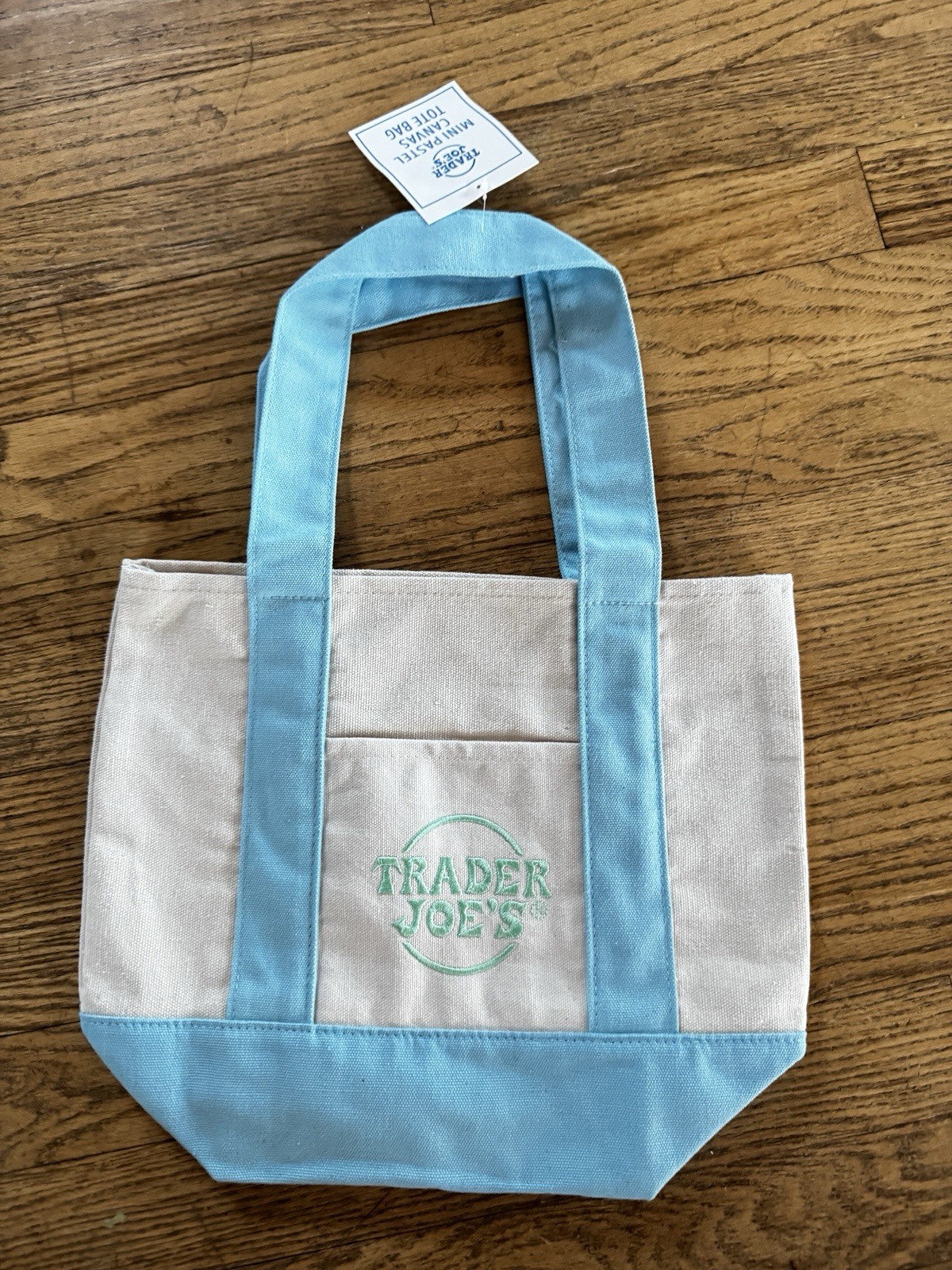 New Trader Joe’s Limited Edition Mini Canvas Tote Bag 2026 Spring Pastel Blue