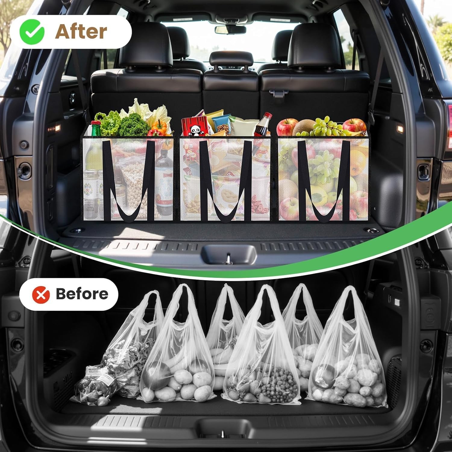 4 Pack Reusable Grocery Bags, Heavy-Duty Shopping Bags with Sturdy Handles