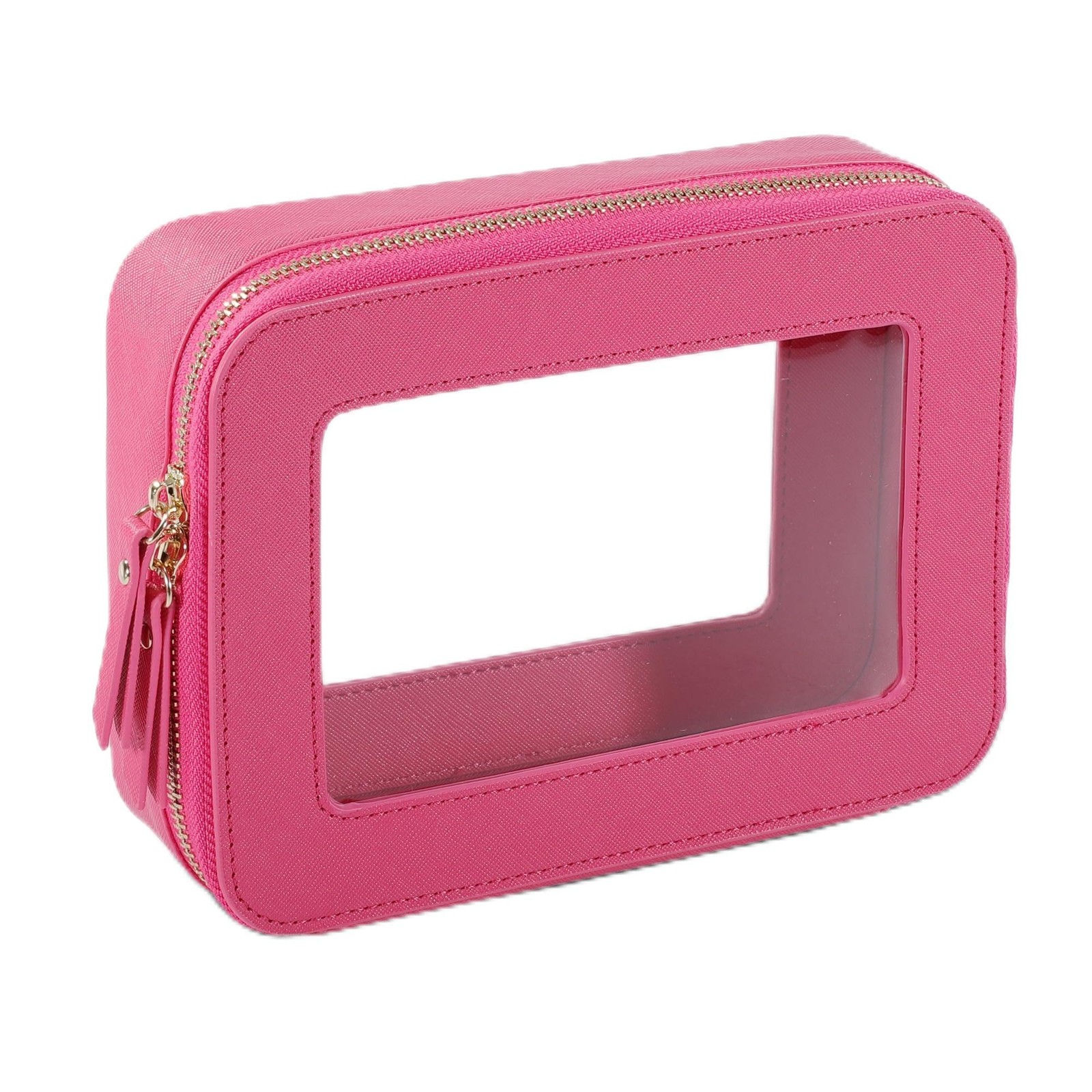 CAPASTEC Clear Makeup Bag, Waterproof Portable Cosmetic Travel Rose Red