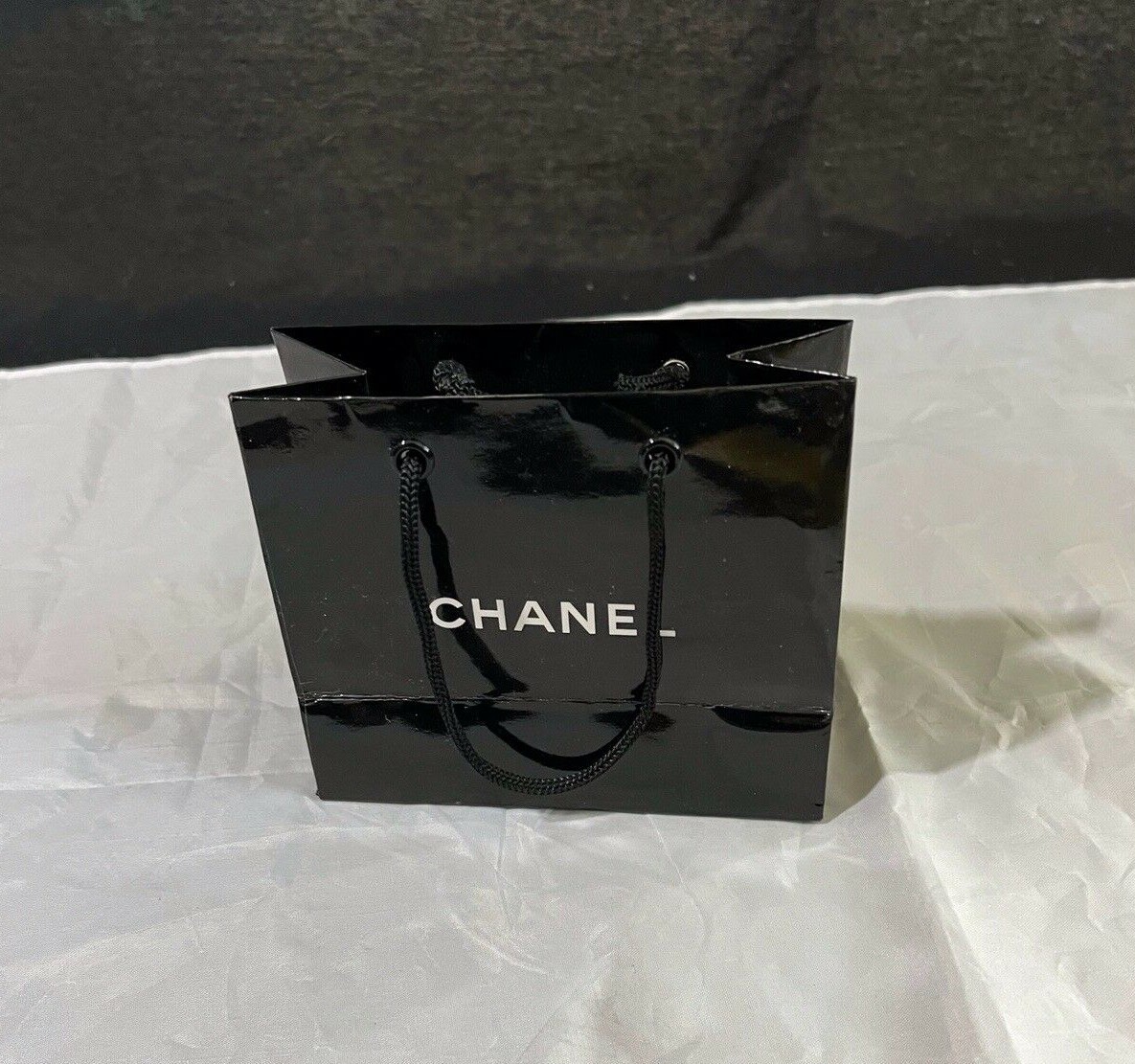 Authentic CHANEL Paper Reusable Shopping Bag Black 4.6″ x 5.5″ x 2.5″