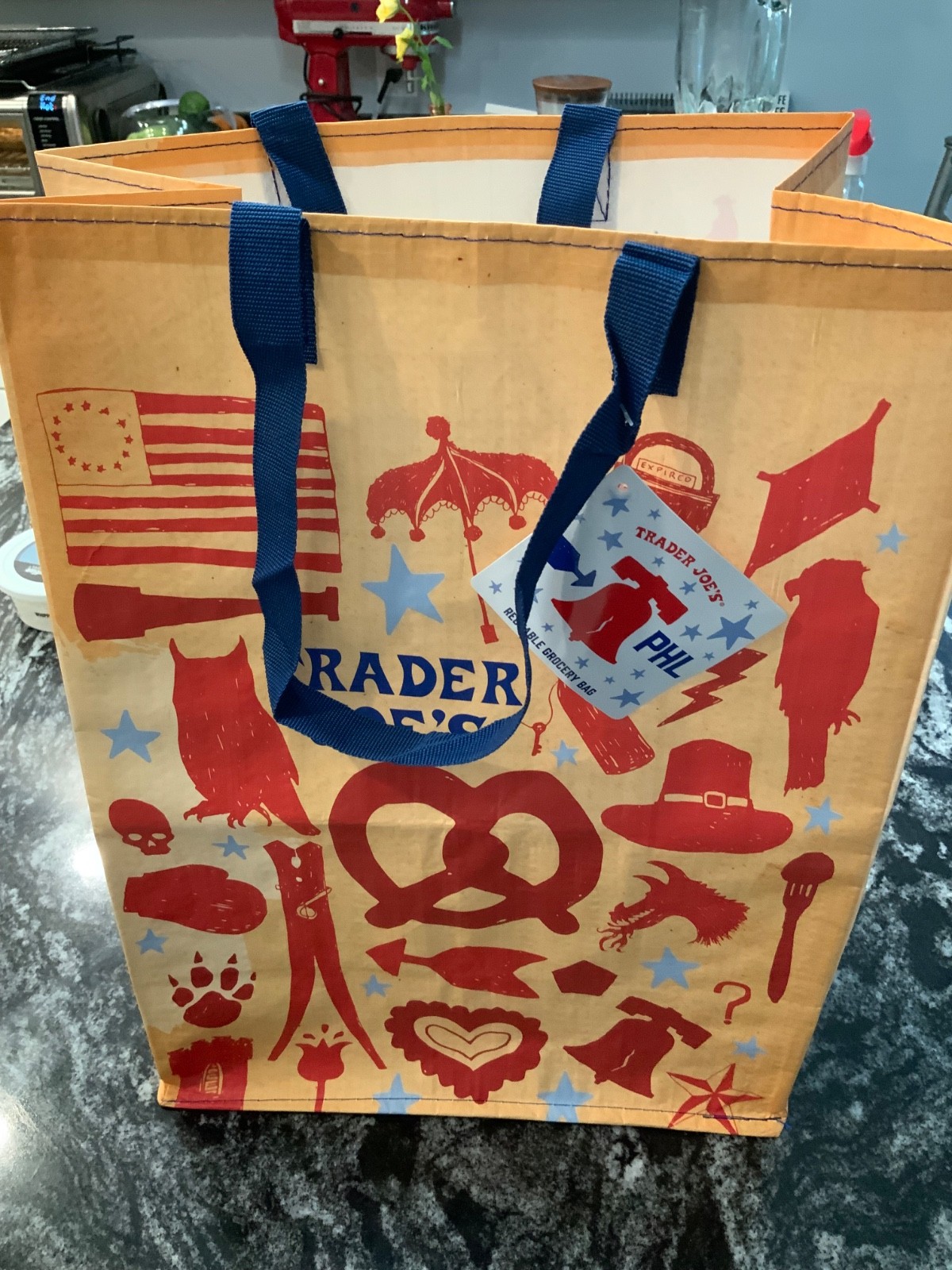 2 TRADER JOE’S PHILADELPHIA PA, STATE BAGS REUSABLE GROCERY SHOPPING TOTES NWT