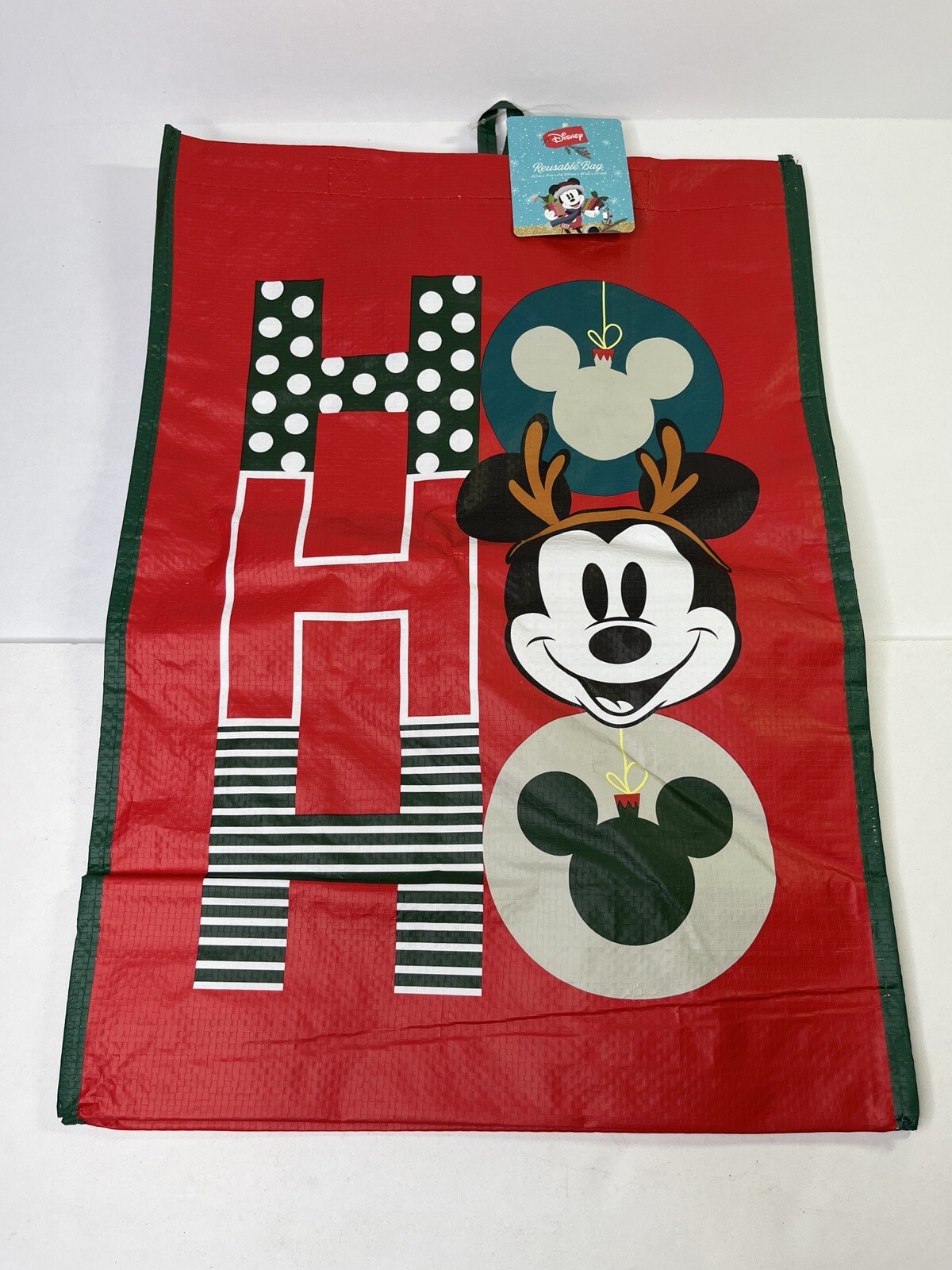 Disney Mickey Mouse Christmas Reusable Eco Red Gift/Shopping Bag 13.5 X 19 X 8