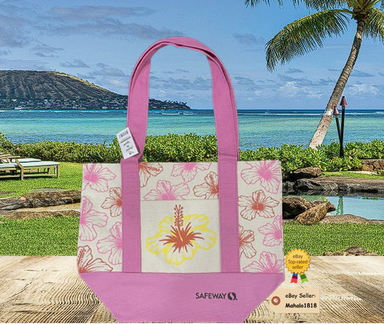 Safeway Exclusive: NEW Hawaii Inspired Pink Hibiscus Mini Canvas Tote Bag