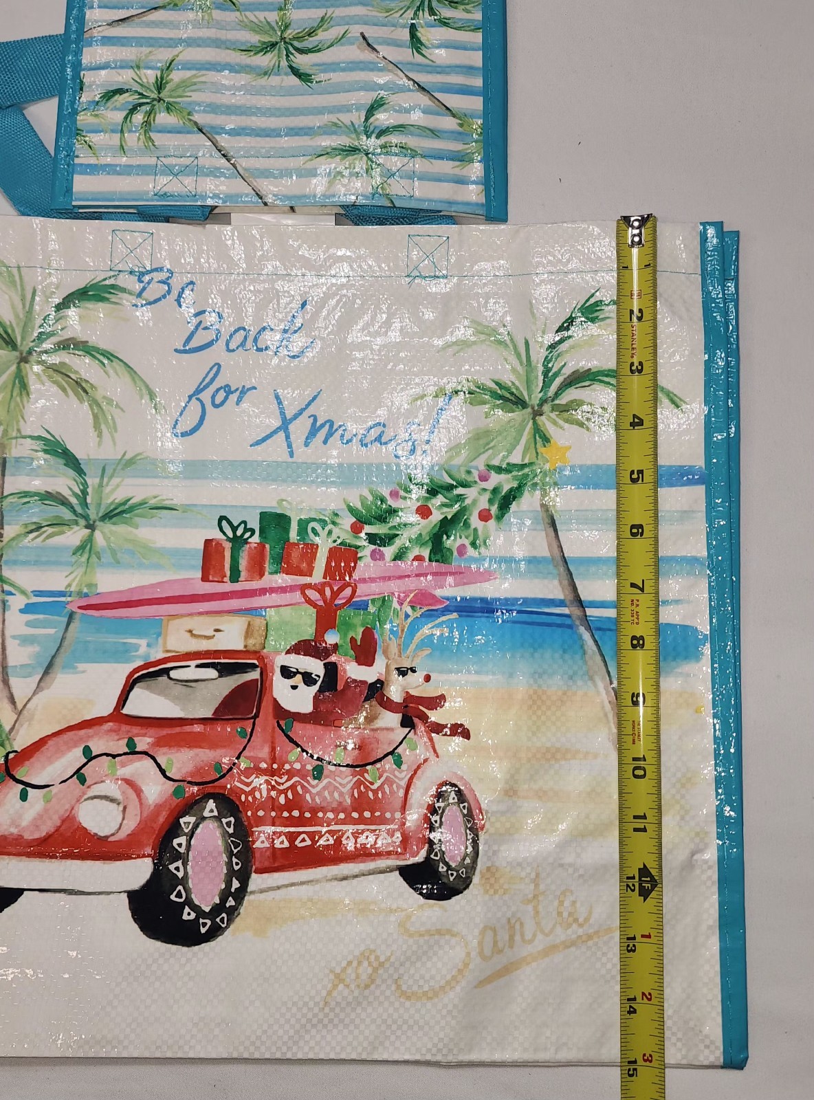 NEW 2 pack Reusable Tote Bags Eco Gift / Shopping Bag Christmas Palm Trees
