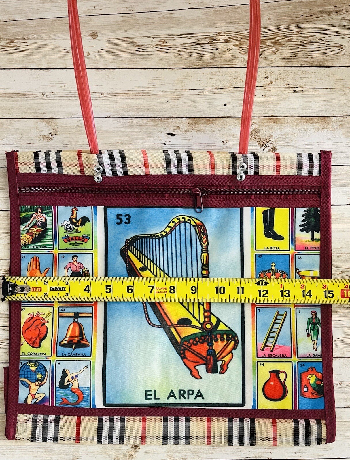 Mexican Loteria Mesh Bag El Arpa Loteria Mexicana De Maya