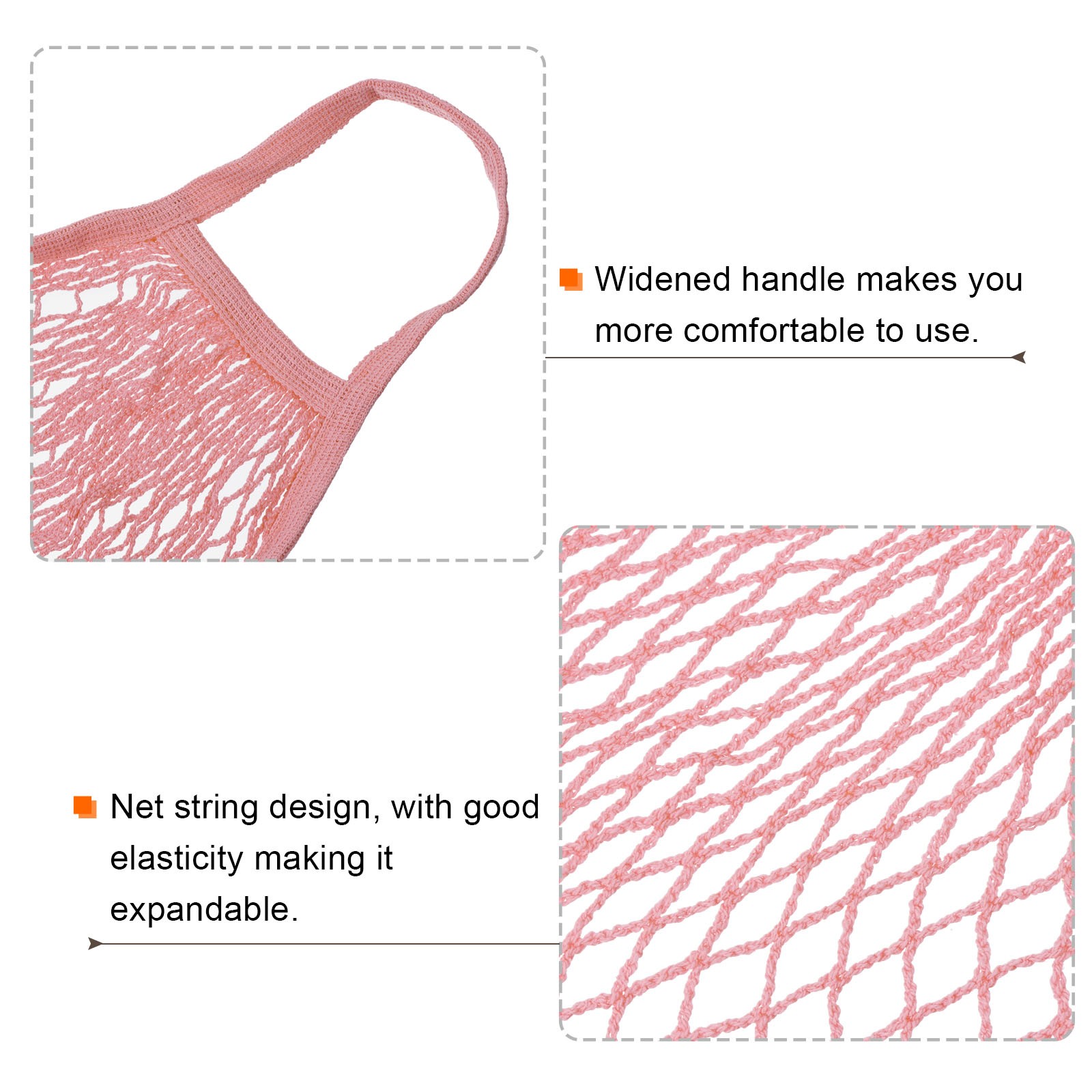 Cotton Mesh Bag, 15×13.8″ Mesh Net String Grocery Bags Brown