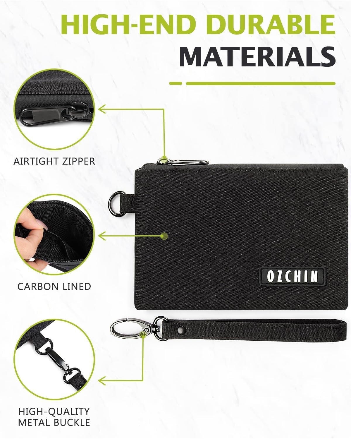 OZCHIN Smell Proof Bag Travel Storage Case Activated 6 x 4 inches, Black