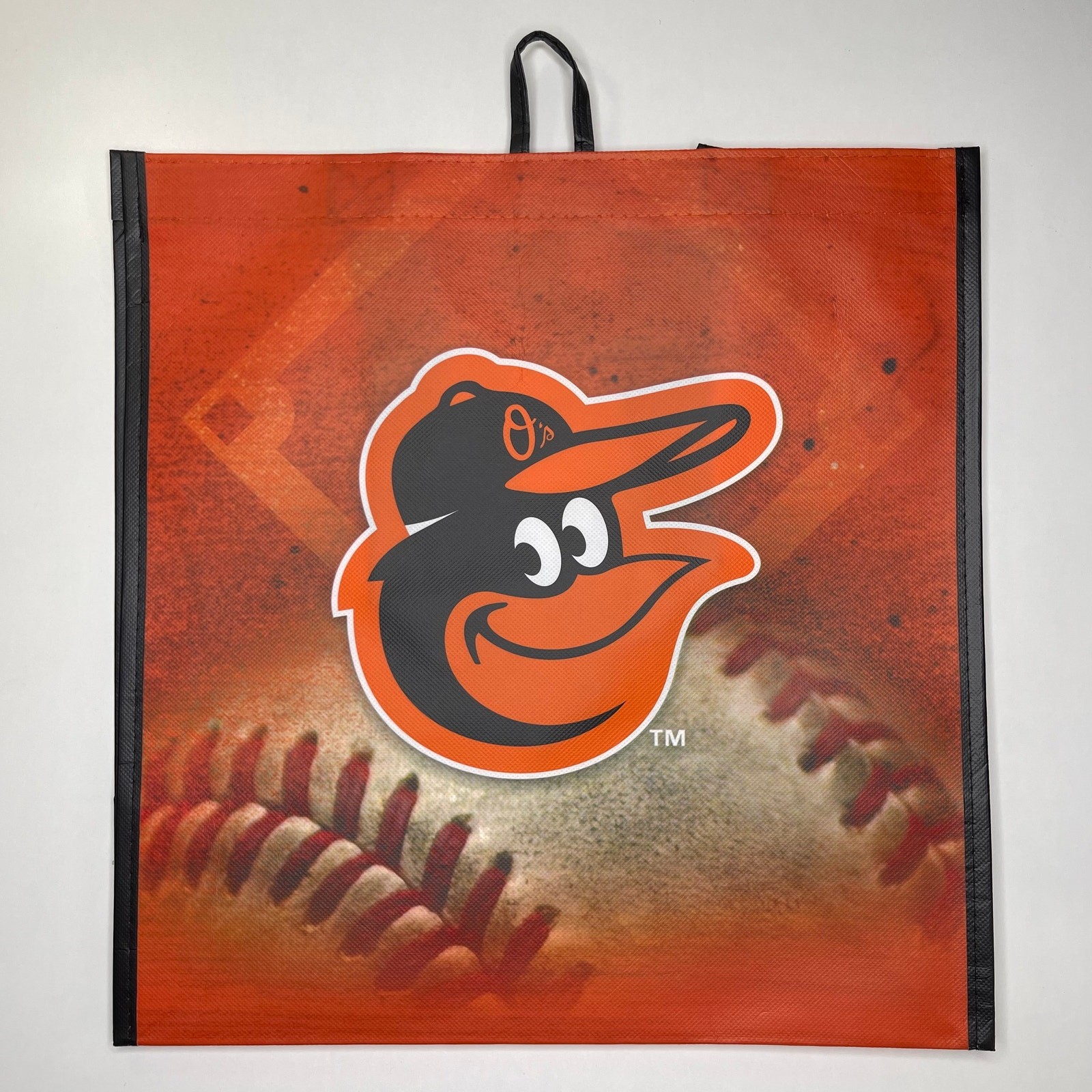 Set of 2! Baltimore Orioles Baseball Orange Black Reusable Shopping Tote Bag MLB