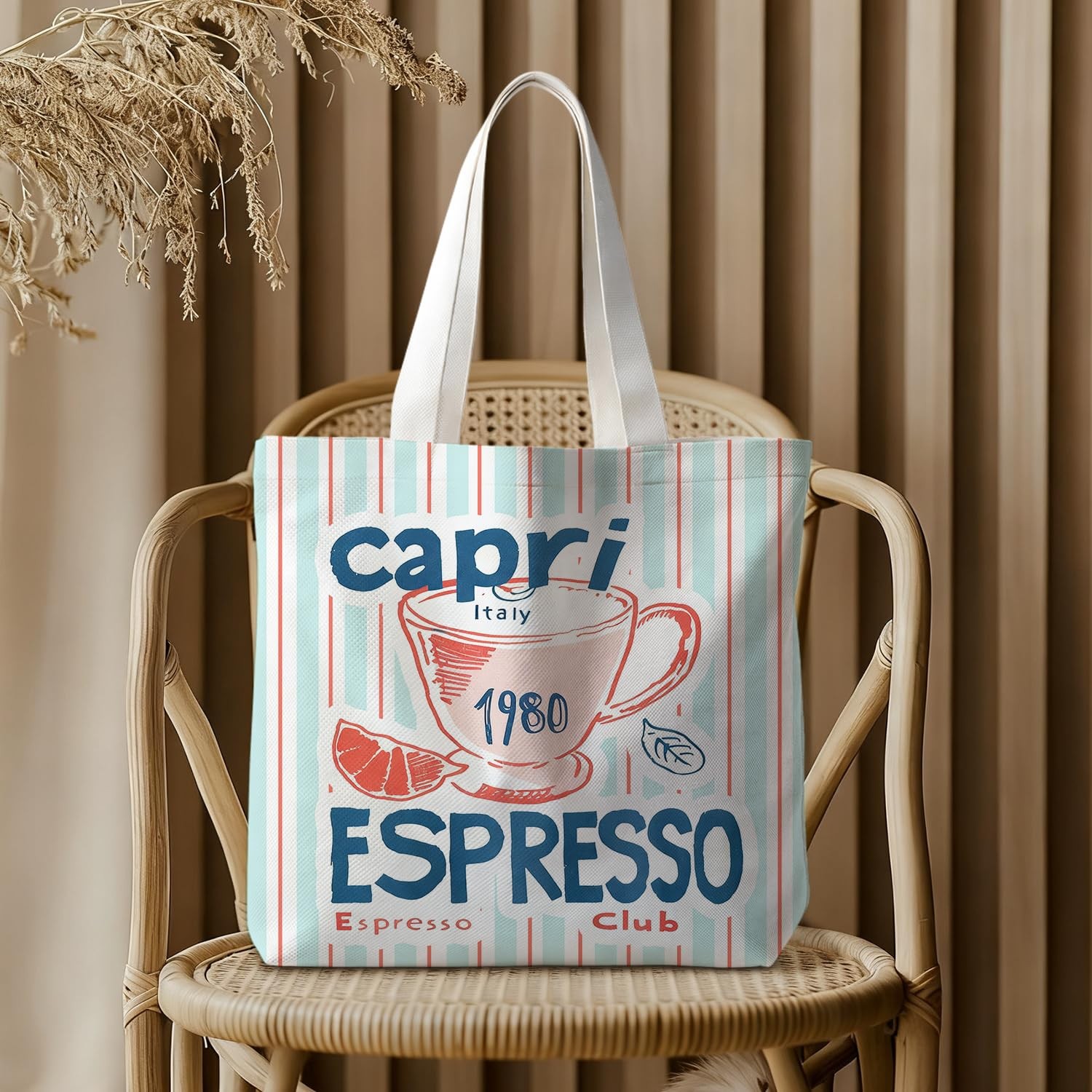 Italian Espresso Canvas Tote Bag, Coffee Lover Gifts Tote Bag for Women, Espr…