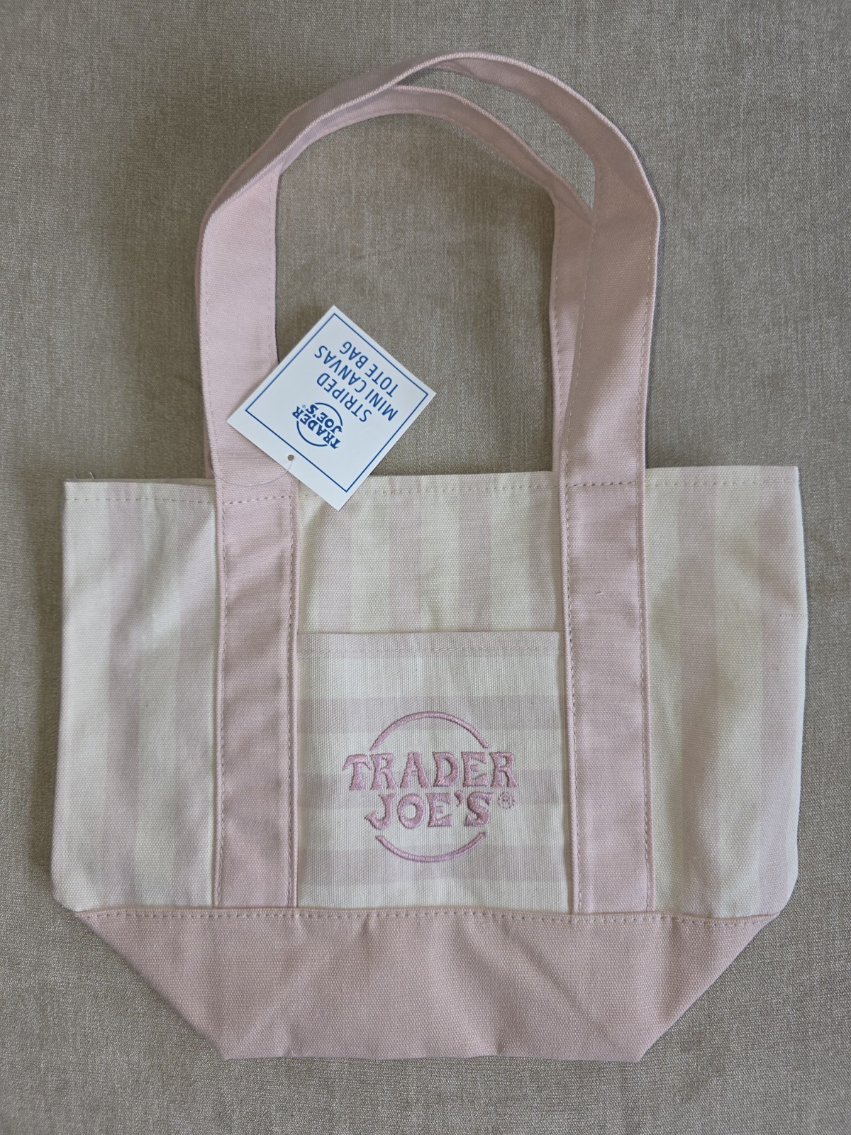 NEW Trader Joe’s Limited Edition Canvas Striped Mini-Totes Rose
