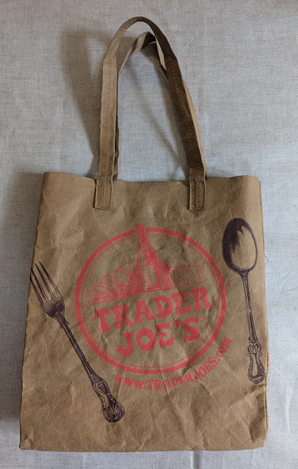 Trader Joe’s Reusable Washable Shopping Tote Grocery Bag Brown Natural Paper