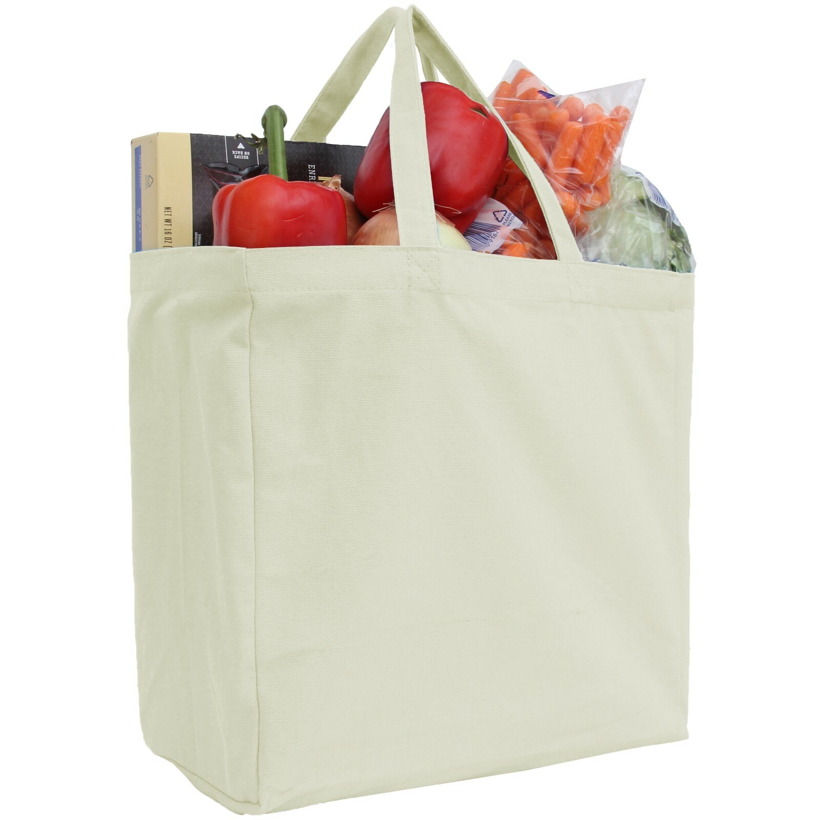 Large Cotton Canvas Shopping Grocery Tote Bags – Reusable-10oz Fabric 14x14x7.5″