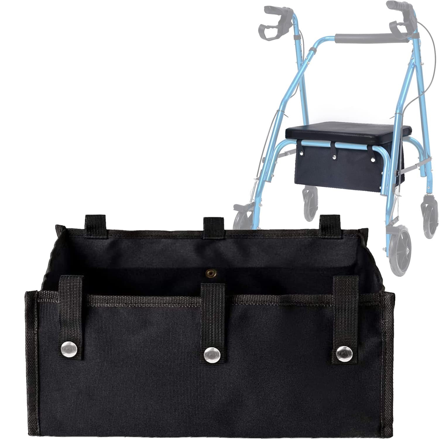 Large Rollator Walker Basket, Under Seat Bag, Large, Black