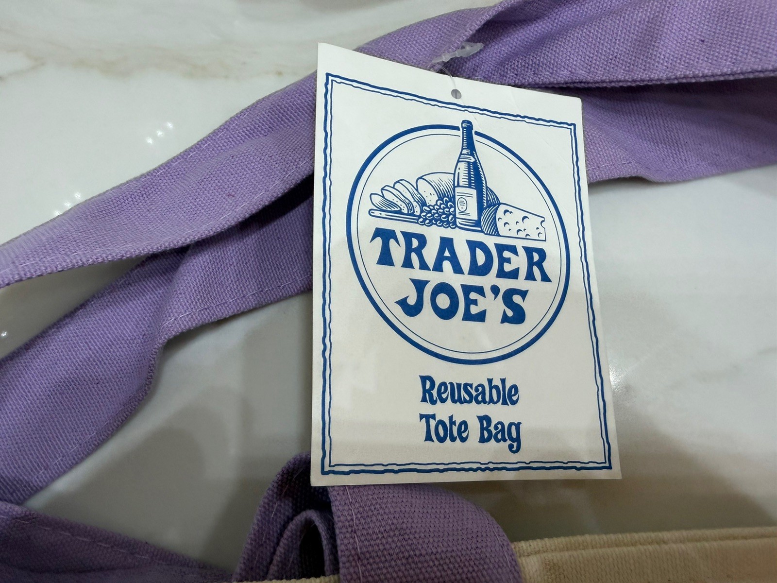 NWT Trader Joe’s Lavender Large Canvas Tote Bag Limited Release