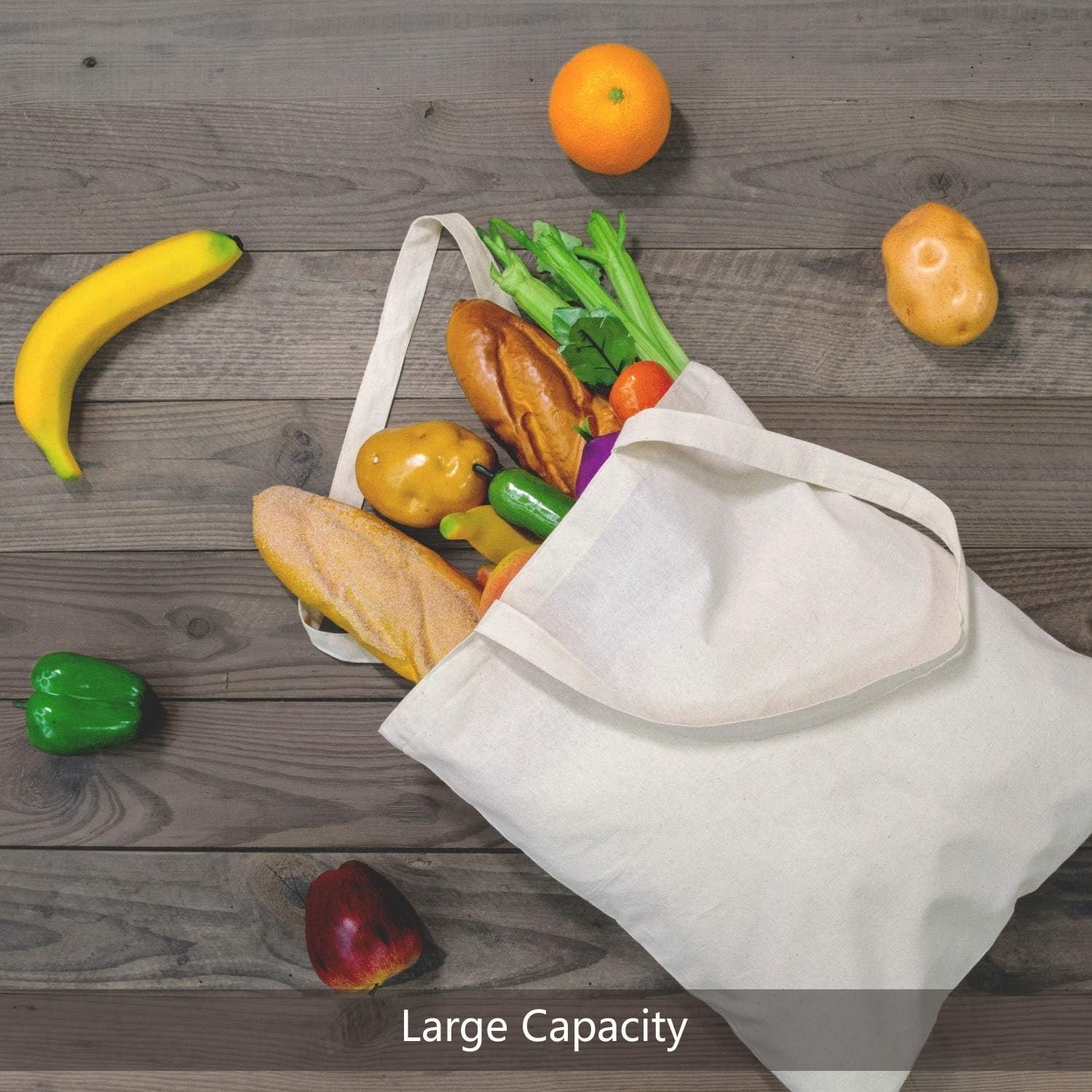 6-Pack Medium Cotton Tote Bags – Durable, Eco-Friendly, Lightweight & Versatile