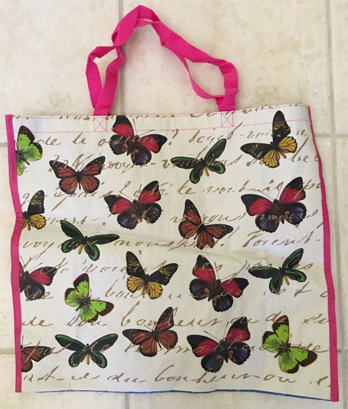 NEW TJ MAXX BUTTERFLY Shopping Reusable Tote PLASTIC GIFT Bag 19X17