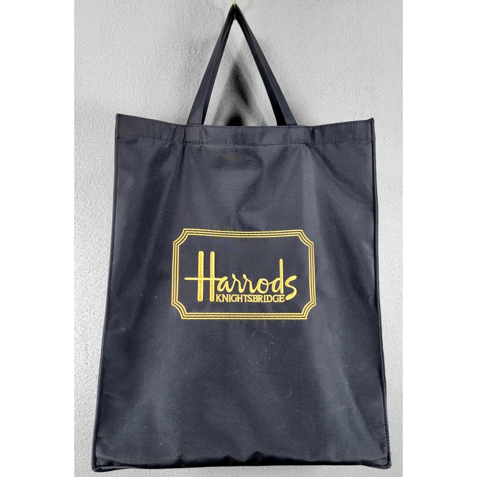 Vintage Harrods Knightsbridge London Reusable Tote Bag Black Gold Shopping Bag